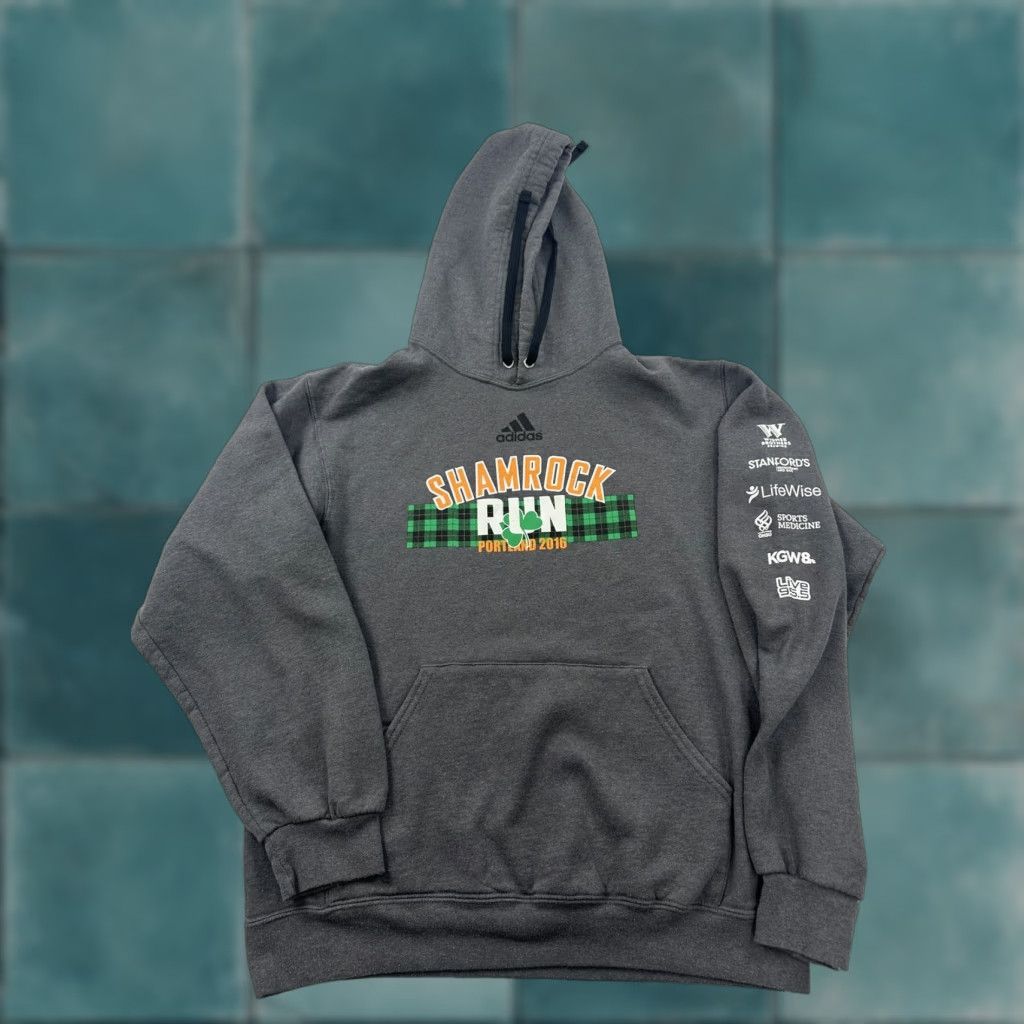 Adidas Adidas Hoodie Mens Medium Gray Shamrock Run Portland 2016 Pullover Sweatshirt Size US M / EU 48-50 / 2 - 1 Thumbnail