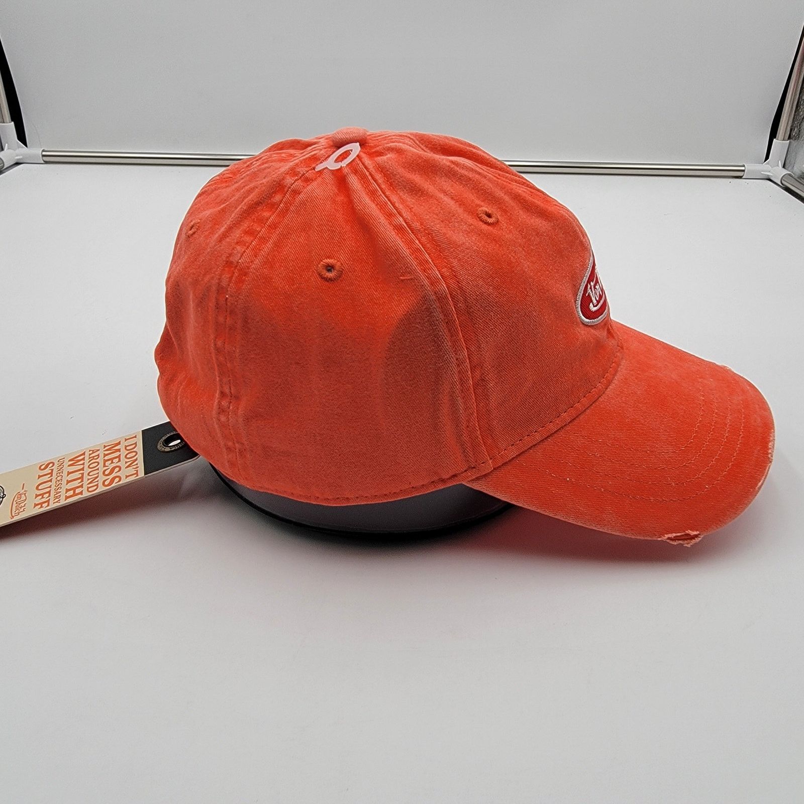 Von Dutch Von Dutch Distressed Denim Adjustable Dad Cap in Orange Size ONE SIZE - 4 Thumbnail