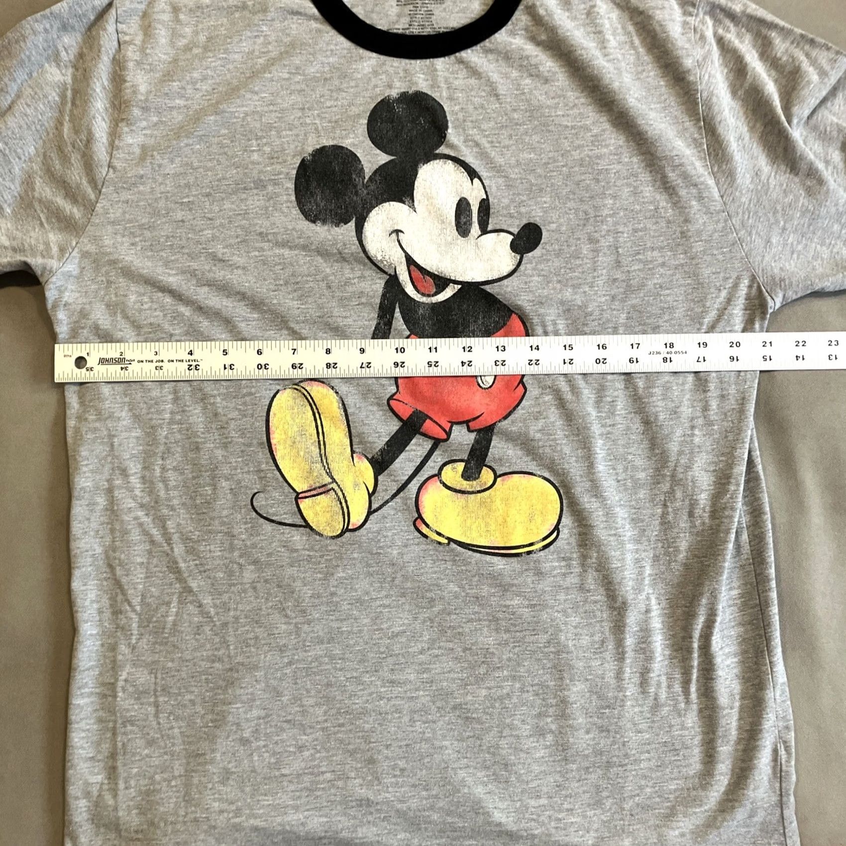 Disney Walt Disney Mickey Mouse Ringer T Shirt Gray Black Large Size US L / EU 52-54 / 3 - 4 Thumbnail