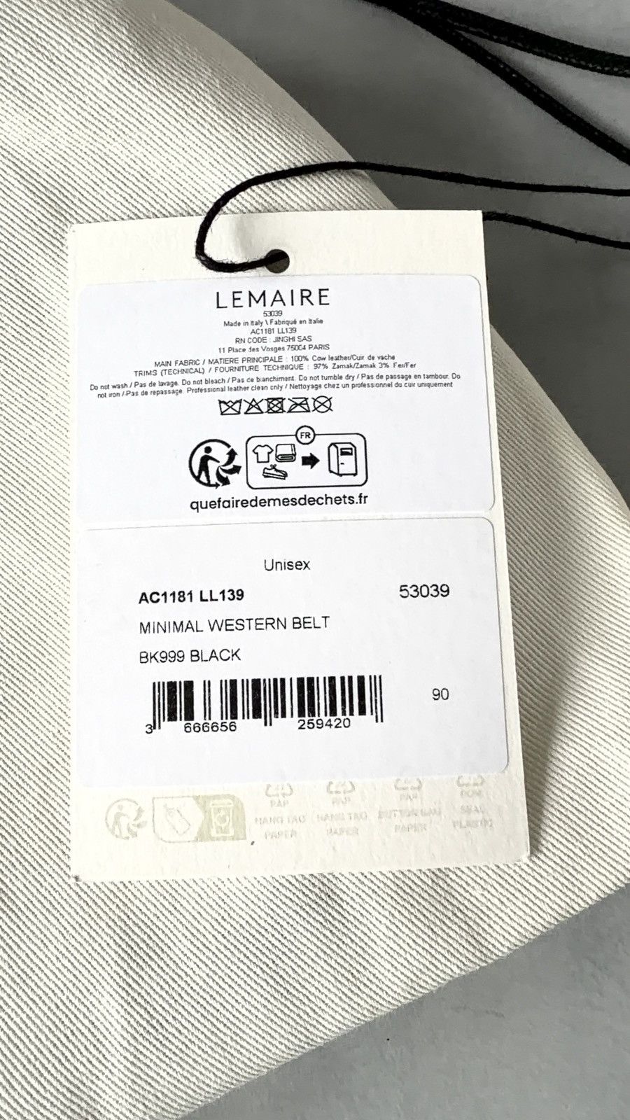 Lemaire Lemaire 3cm Full-Grain Leather Belt Black Size EU 90 Size ONE SIZE - 7 Thumbnail