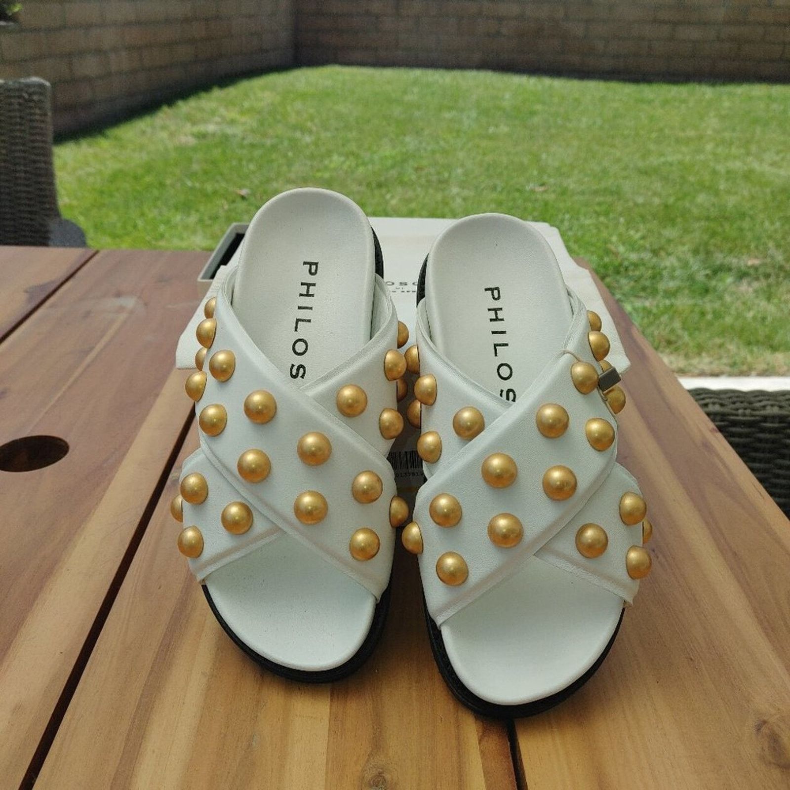 Philosophy di Lorenzo Serafini PHILOSOPHY di LORENZO SERAFINI Gold Studs Leather Sandals 37 Size US 6.5 / IT 36.5 - 5 Thumbnail
