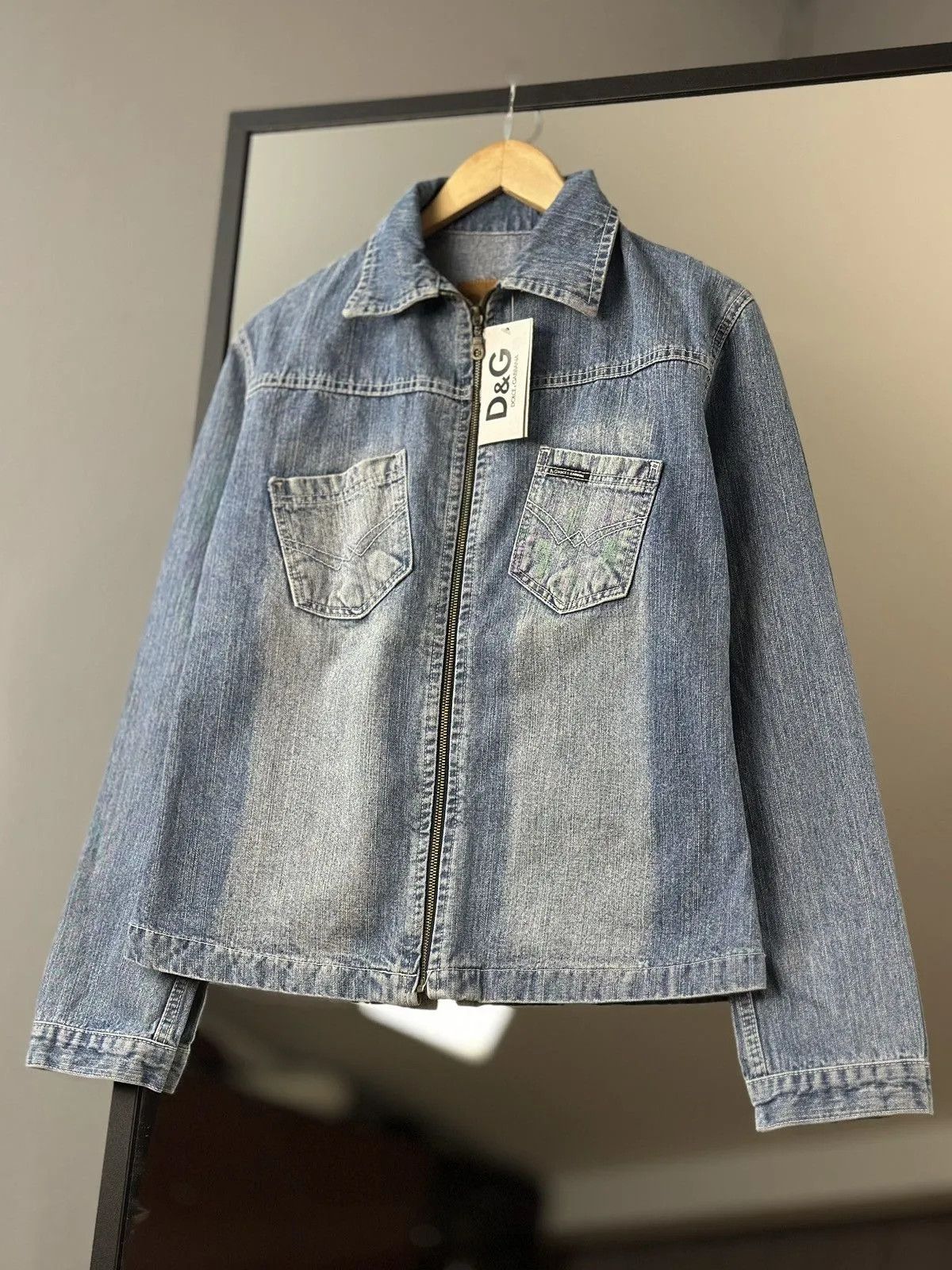 Vintage Vintage Dolce Gabbana Denim Jacket Leather Diesel style Punk Size US S / EU 44-46 / 1 - 5 Thumbnail