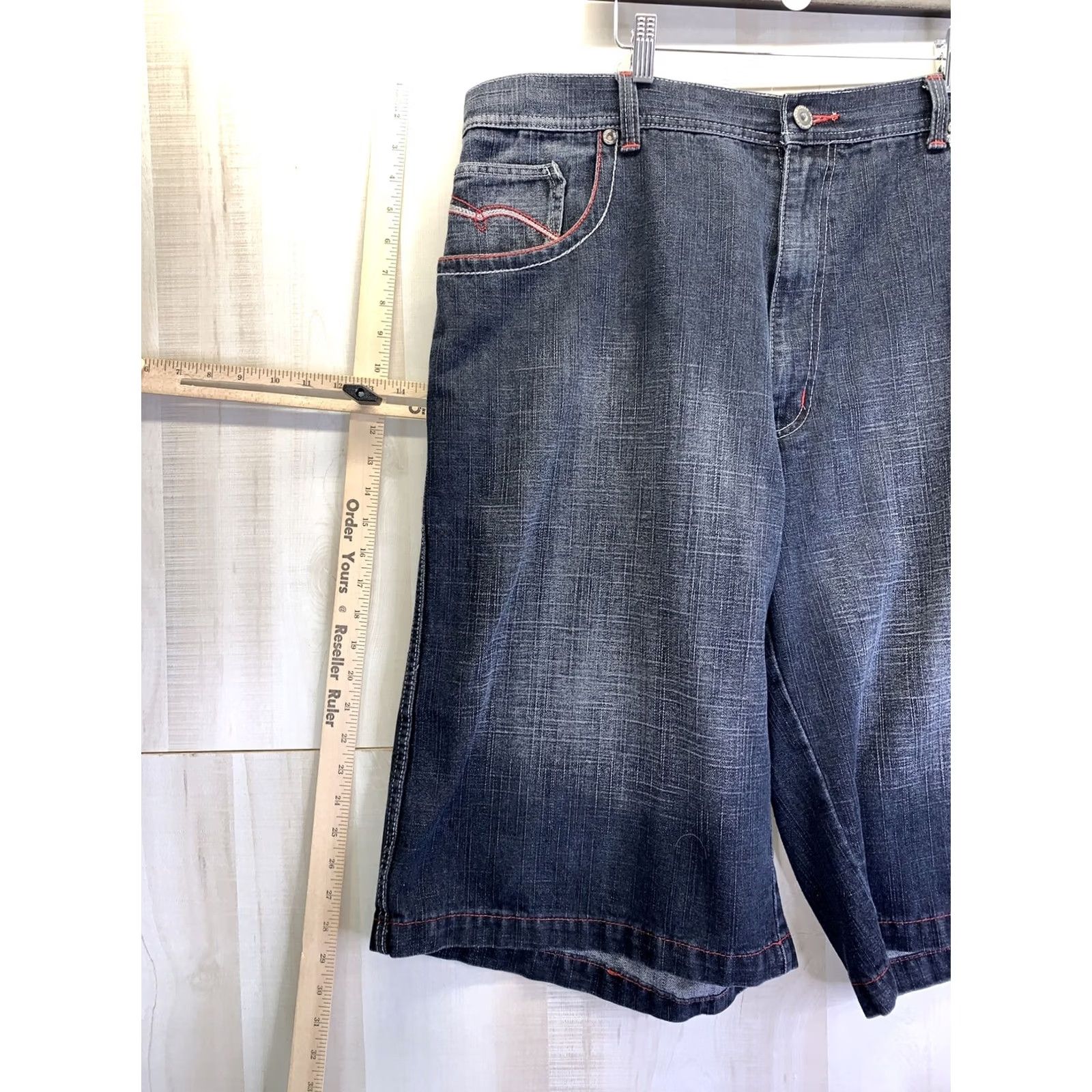 Denime Koman Jeans Embroidered Pockets Blue Cotton Denim Mens Jean Shorts Bermuda Casual Travel Size 44-9429 Mens Size US 44 / EU 60 - 5 Thumbnail