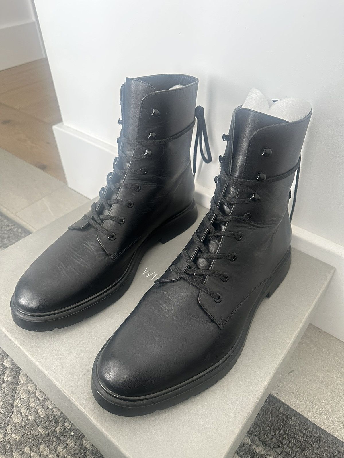 Stuart Weitzman Ann Demeulemeester vibe Stuart Weitzman Black Leather Boot Size US 11 / EU 44 - 1 Thumbnail