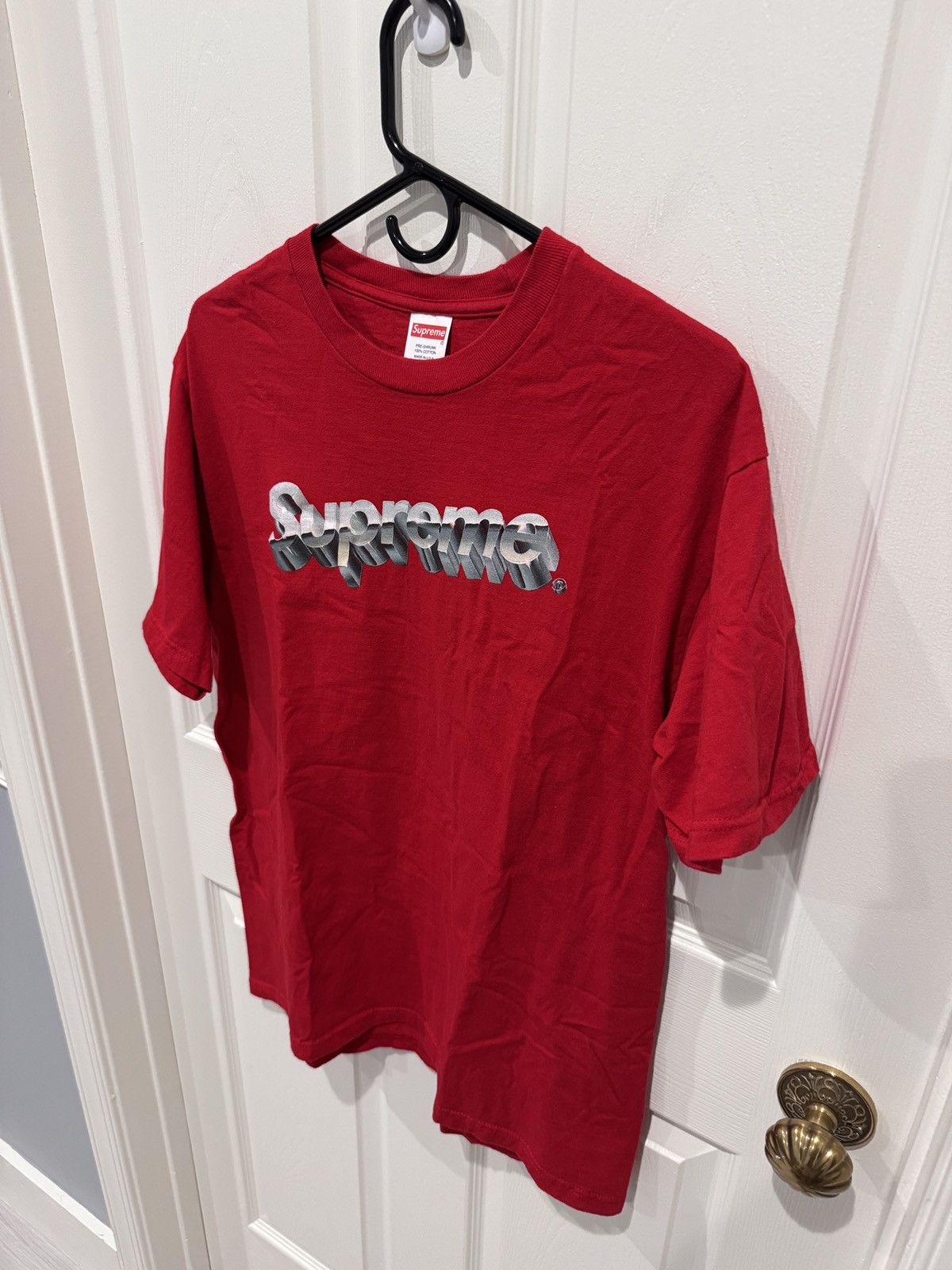 Supreme Supreme Mens Chrome Logo Red T-Shirt Tee Size M Medium Size US M / EU 48-50 / 2 - 3 Thumbnail