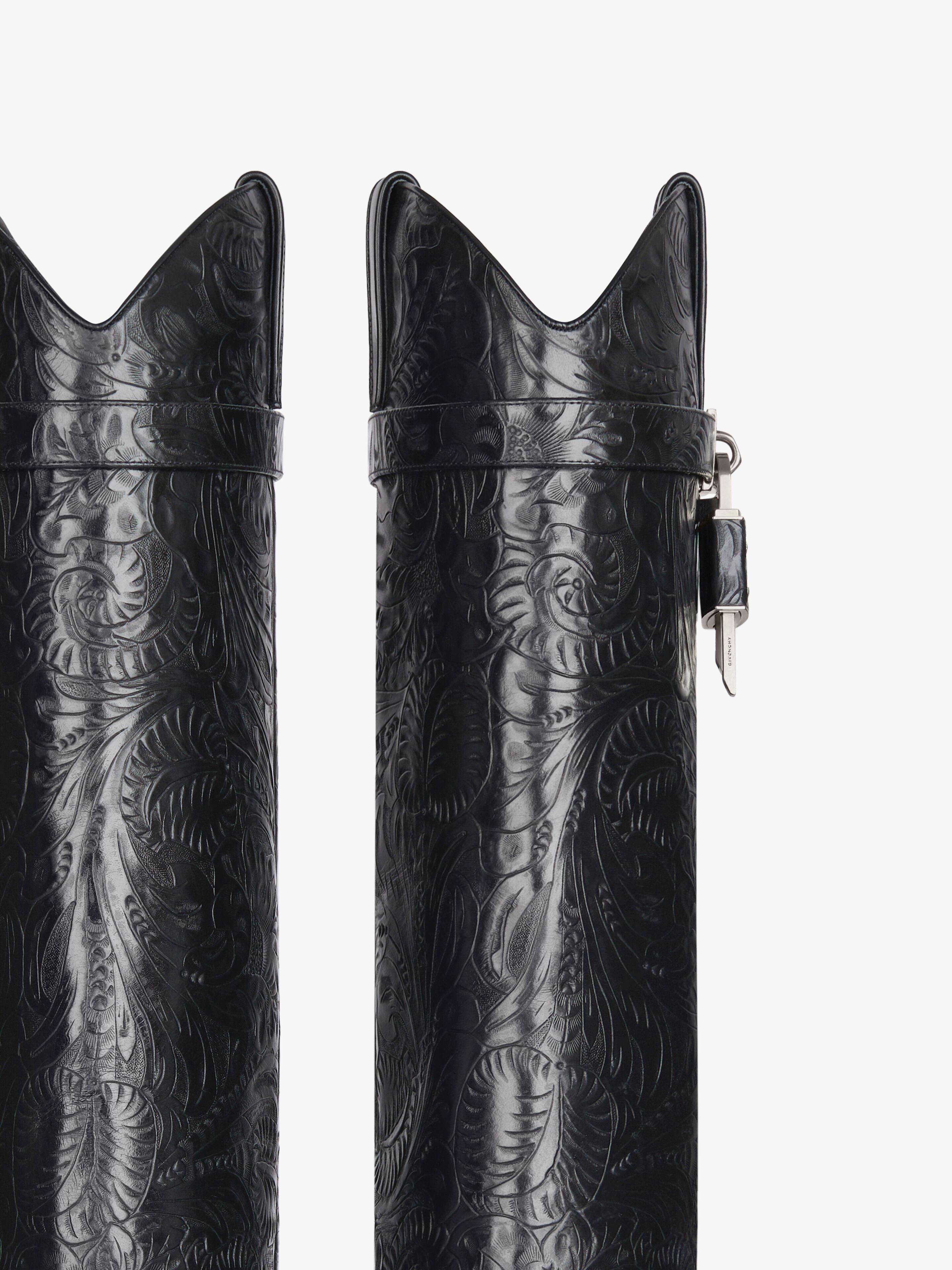 Givenchy o1srvl11e0525 Shark Lock Cowboy High Boots 60mm in Black Size US 8 / IT 38 - 5 Thumbnail