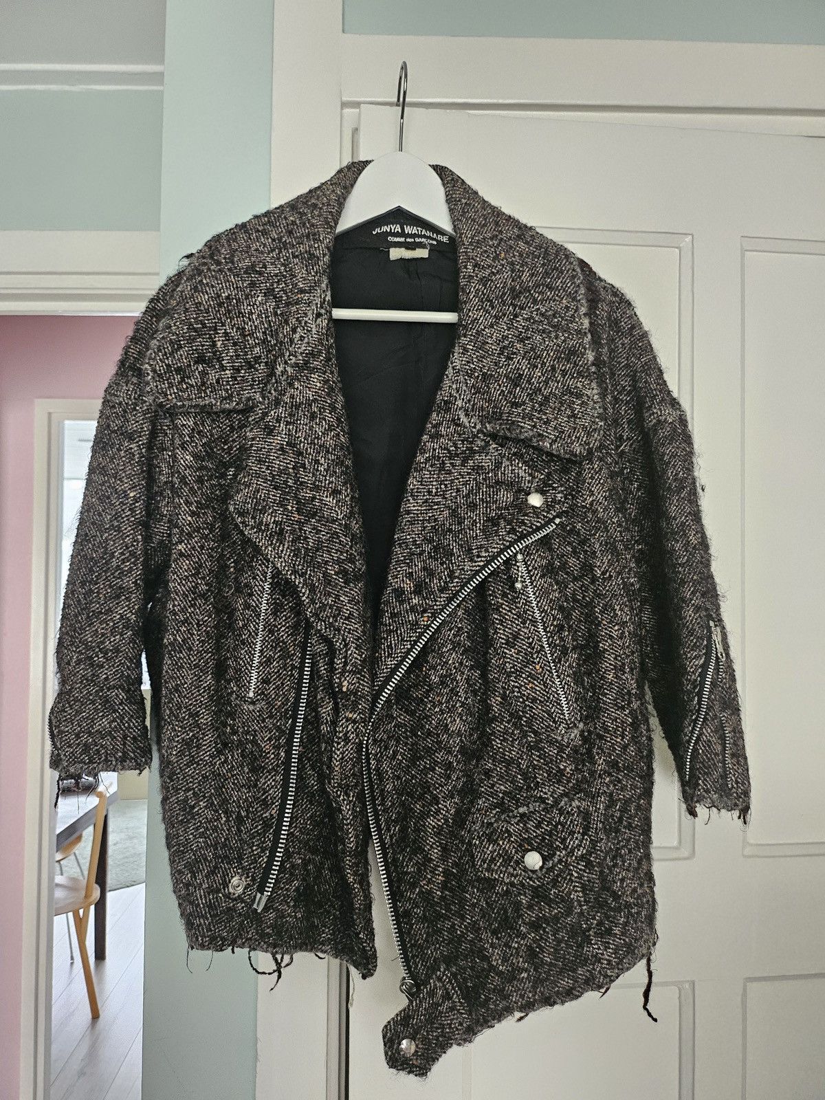 Junya Watanabe cropped distressed tweed perfecto AD2011