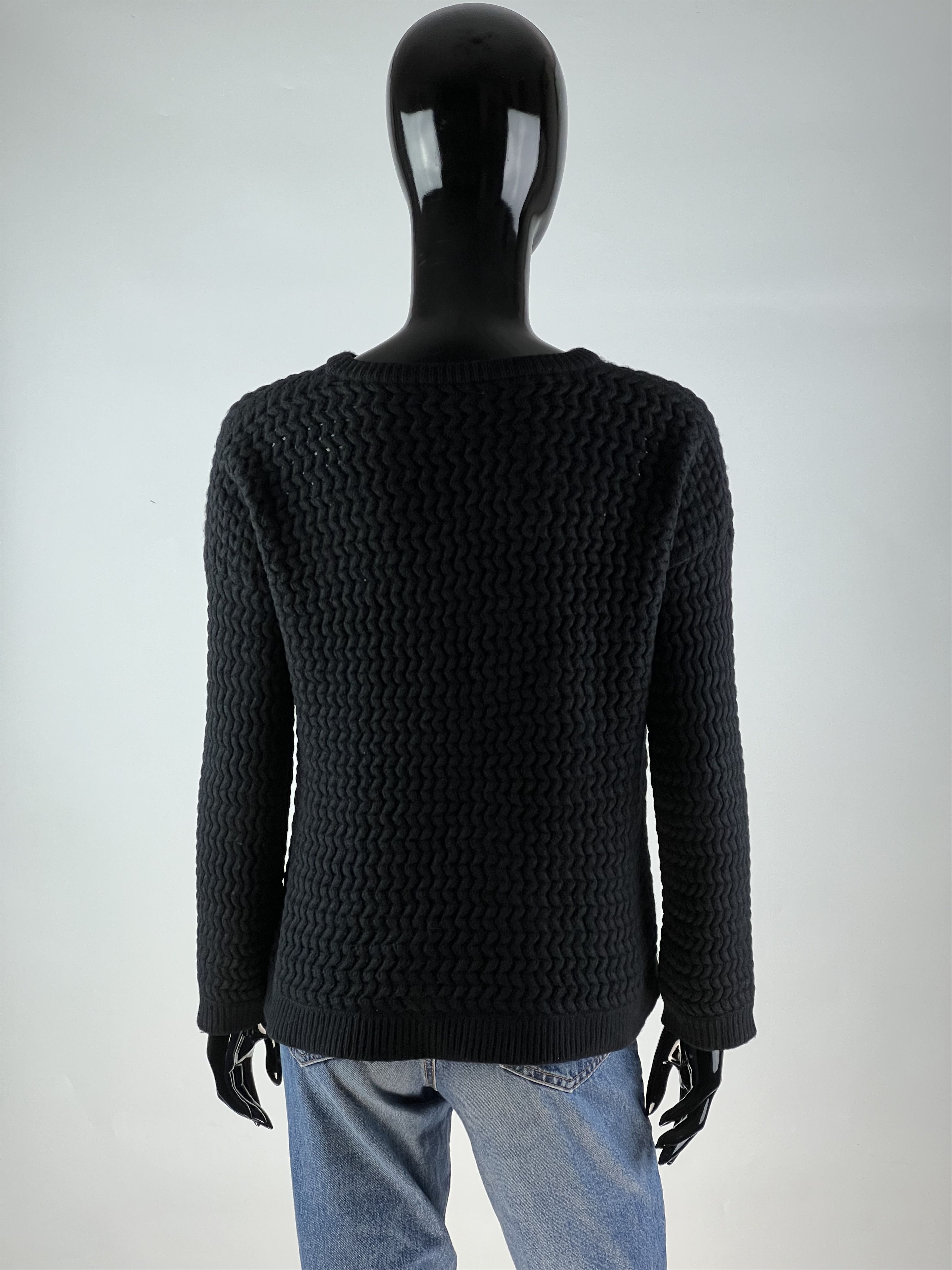 Allude Allude Black Mesh Knitted Cashmere Sweater Size S/M Size M / US 6-8 / IT 42-44 - 2 Thumbnail