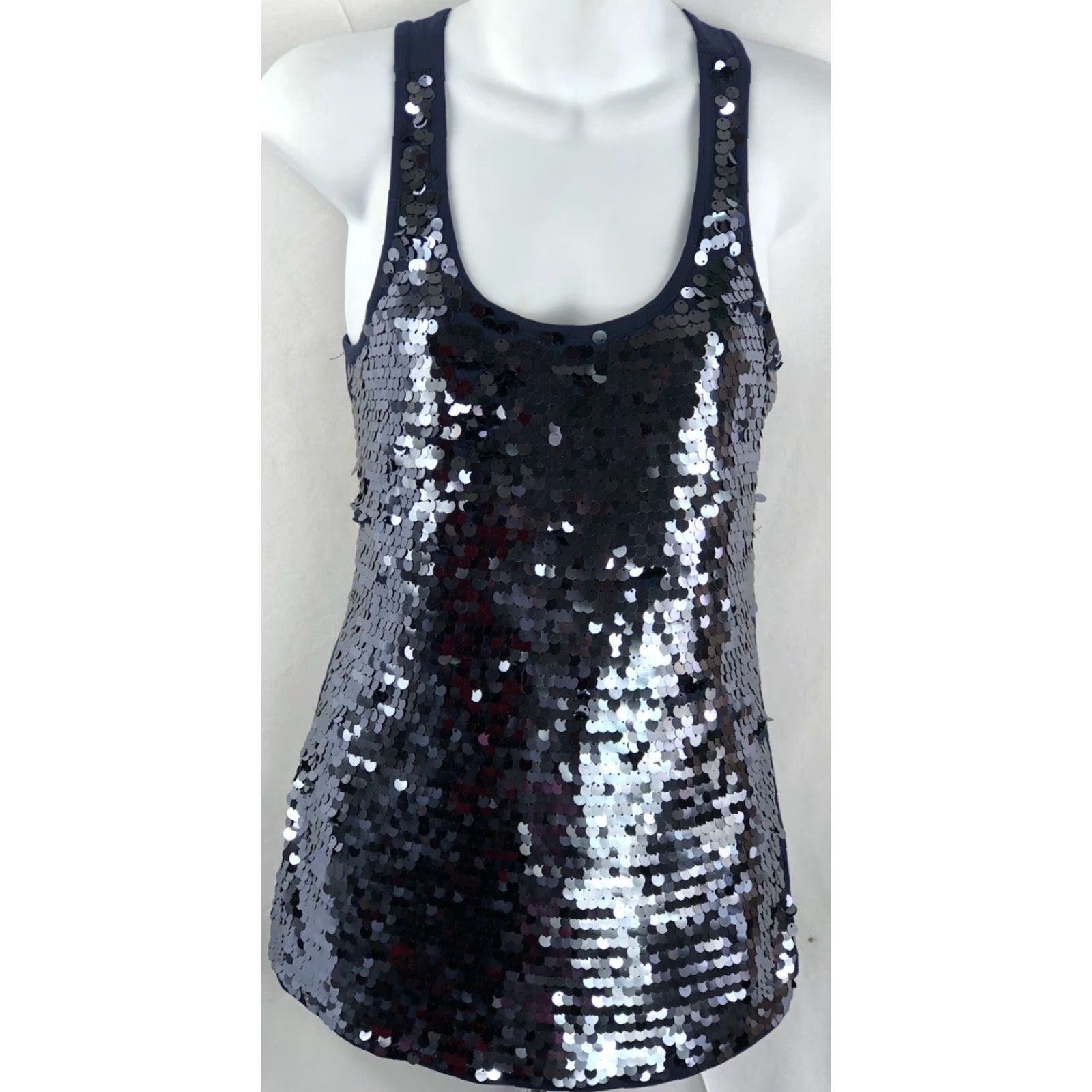 Incu INC Tank Top S Blue Sequin ScoopNeck Sleeveless Club Disco Ball Y2K Party Bling Shirt Womens Small Blue Sequin Camisole Tank Top Size S / US 4 / IT 40 - 5 Thumbnail