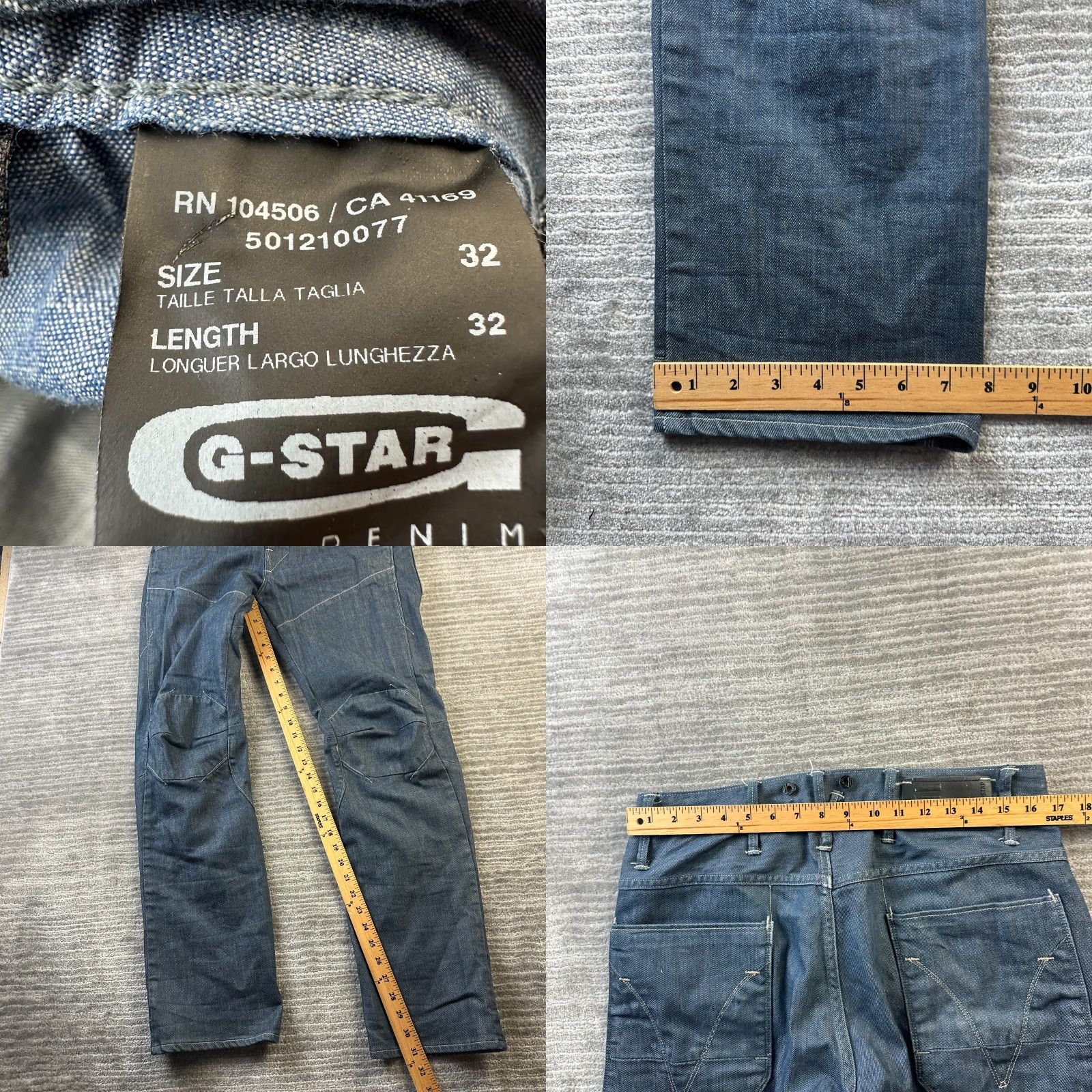 G-Star G Star Raw Jeans Mens 32x32 Blue Denim Pants 3D Tapered Biker Jeans G-Star Mens 32 Regular Blue Size US 32 / EU 48 - 8 Thumbnail