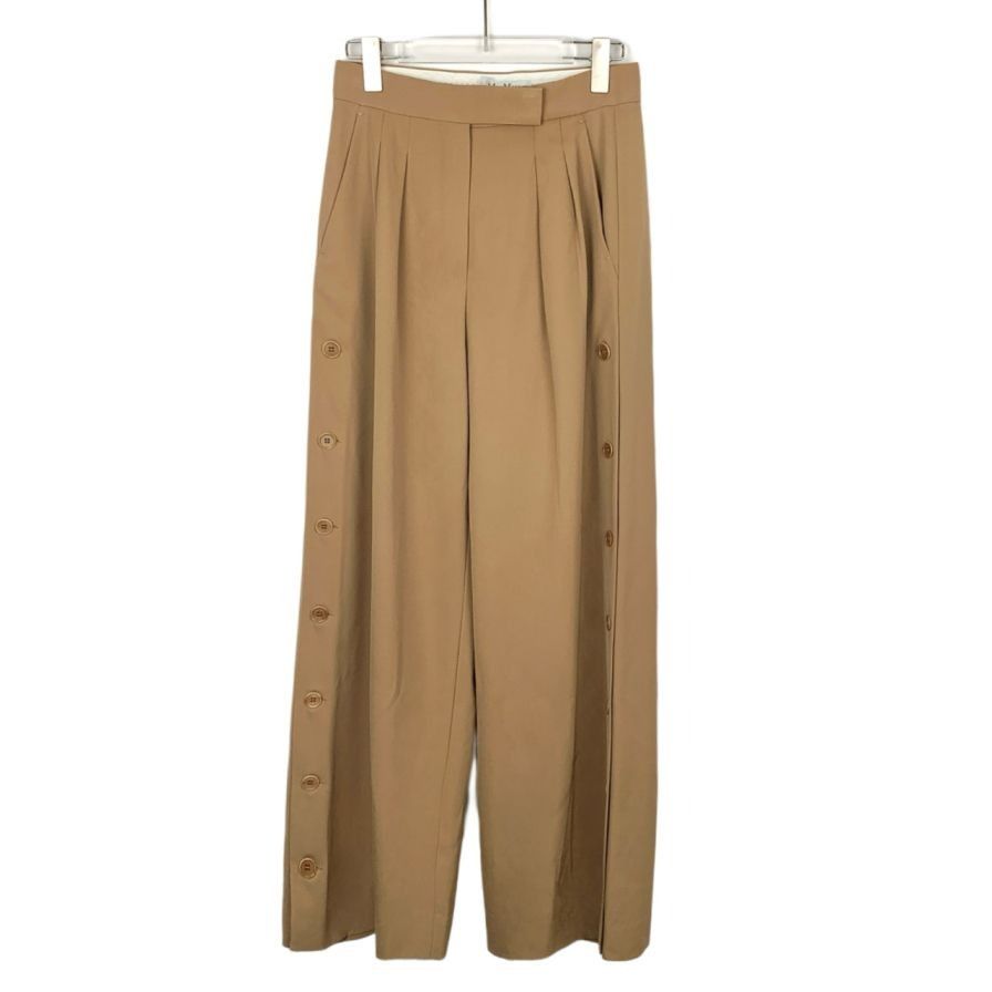 Maxmara Button-Detail Camel Wool Straight-Leg Trousers (Size