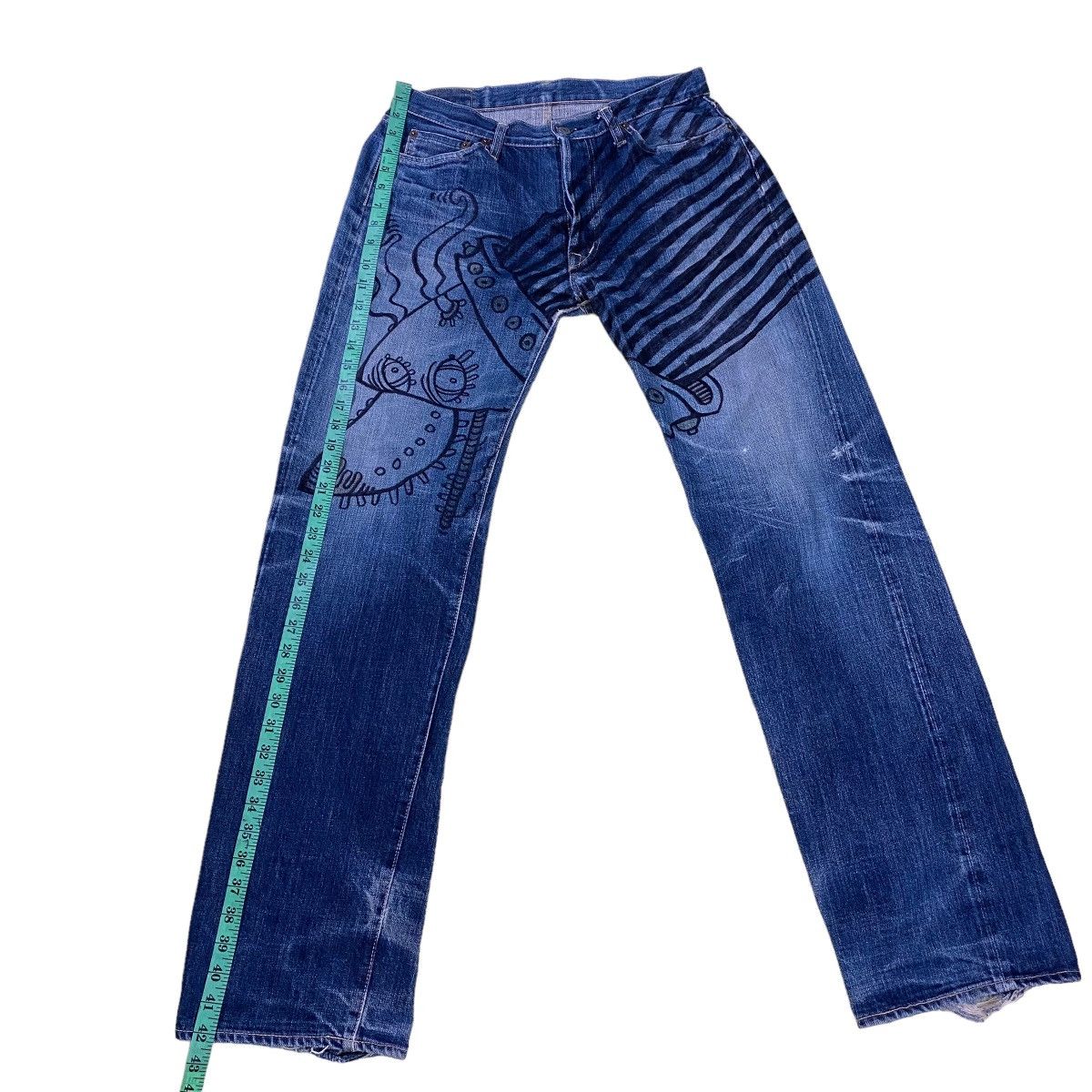 If Six Was Nine × Le Grande Bleu (L.G.B.) × OMNIGOD Omnigod Selvedge Jeans Doodle Design Size US 32 / EU 48 - 23 Thumbnail