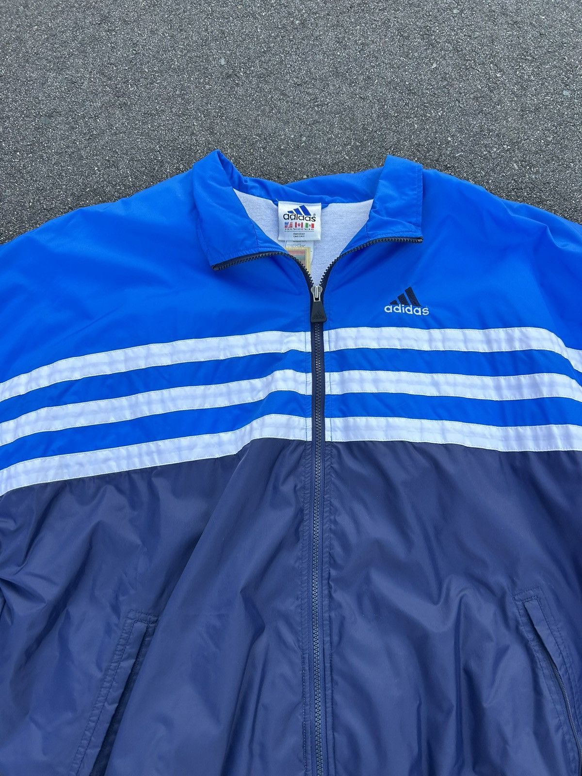 Adidas × Vintage Vintage 90s ADIDAS Striped Blue Windbreaker Zip Up Jacket Size US XL / EU 56 / 4 - 2 Thumbnail