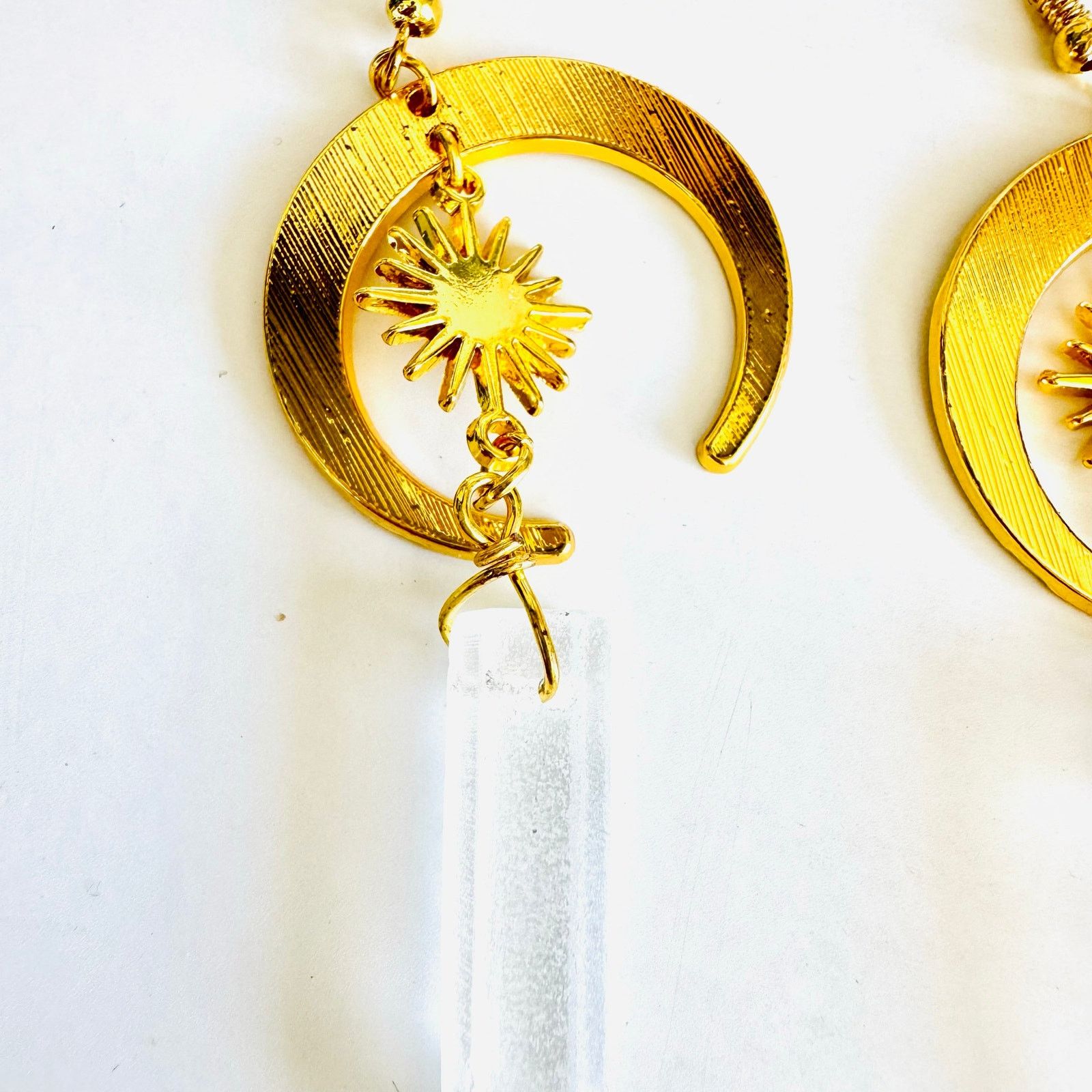Anthropologie ANTHROPOLOGIE Gold Sun Moon Star Boho Gemstone Hoop Earrings Size ONE SIZE - 8 Thumbnail