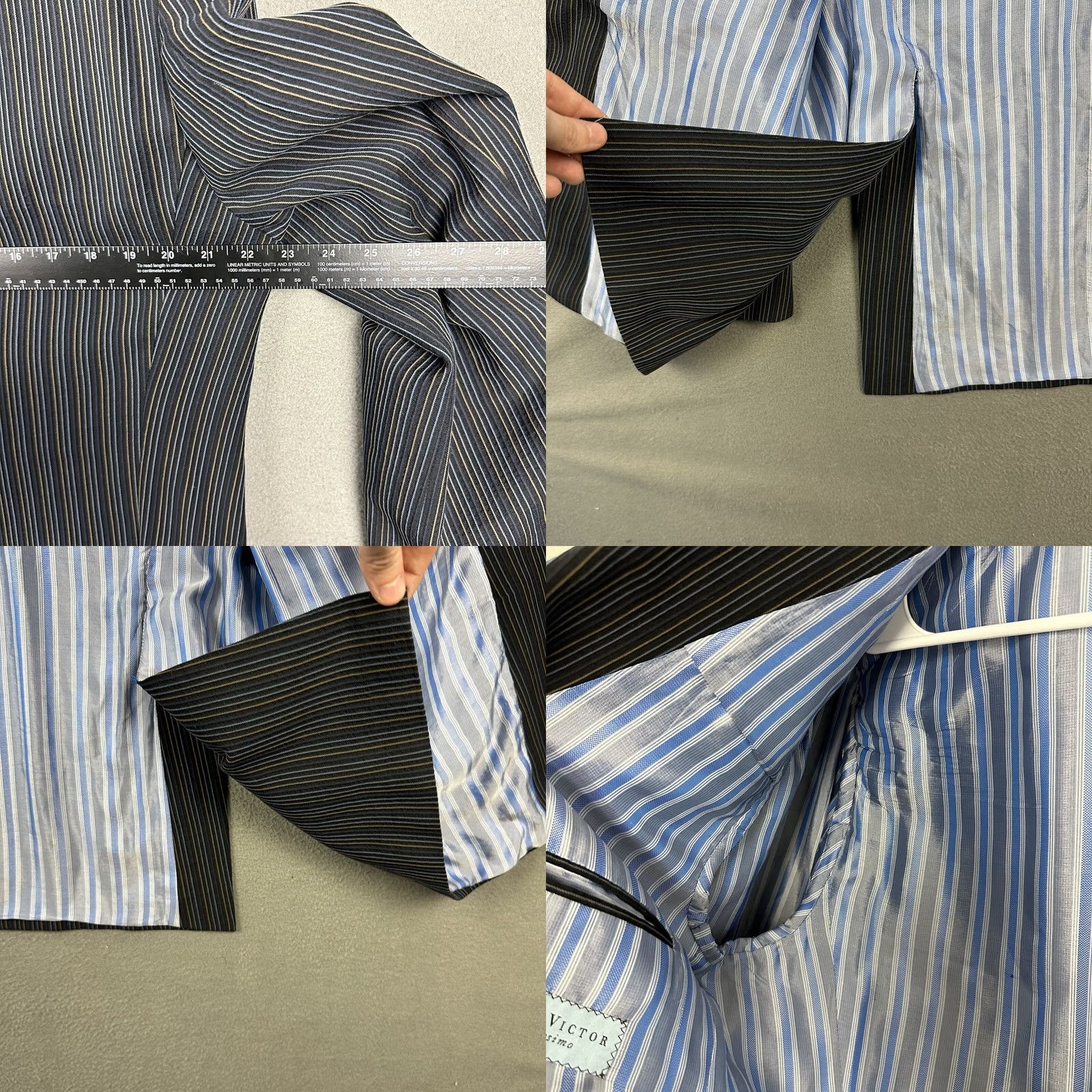 Jack Victor Jack Victor Prossimo Wool Black Striped Grovewood SPJ Blazer Sport Jacket 42L - Used Mens Size 42R - 10 Thumbnail