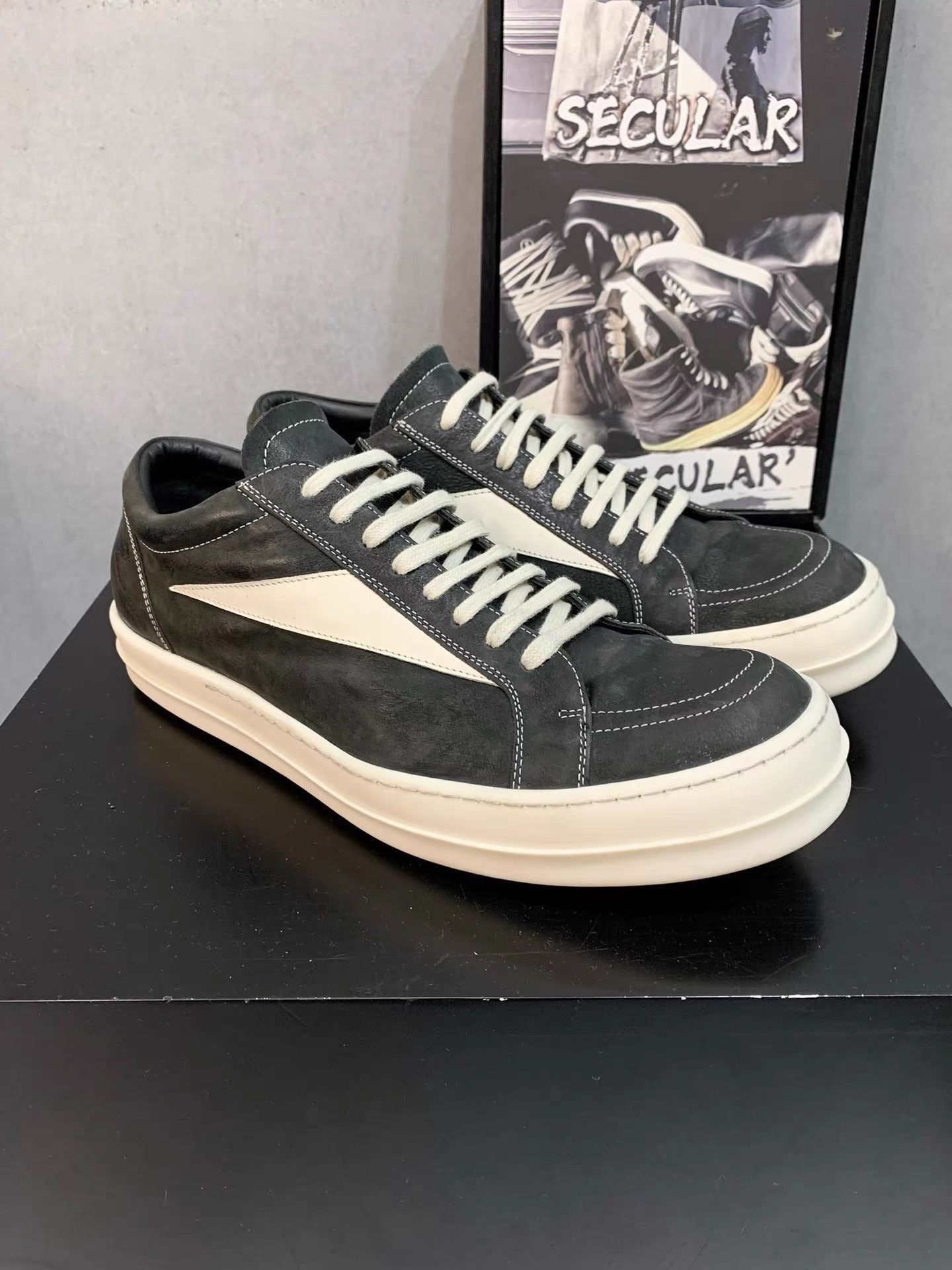 Rick Owens Rick Owens 24SS Leather Low Sneakers Vans Silhouette K34 Size US 12 / EU 45 - 3 Thumbnail