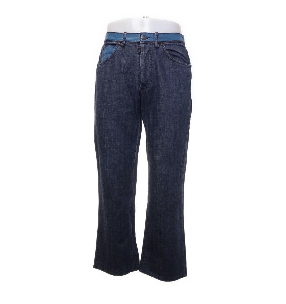 image of X Joyce Blue Leather Hybrid Denim Jeans, Men's (Size 30)