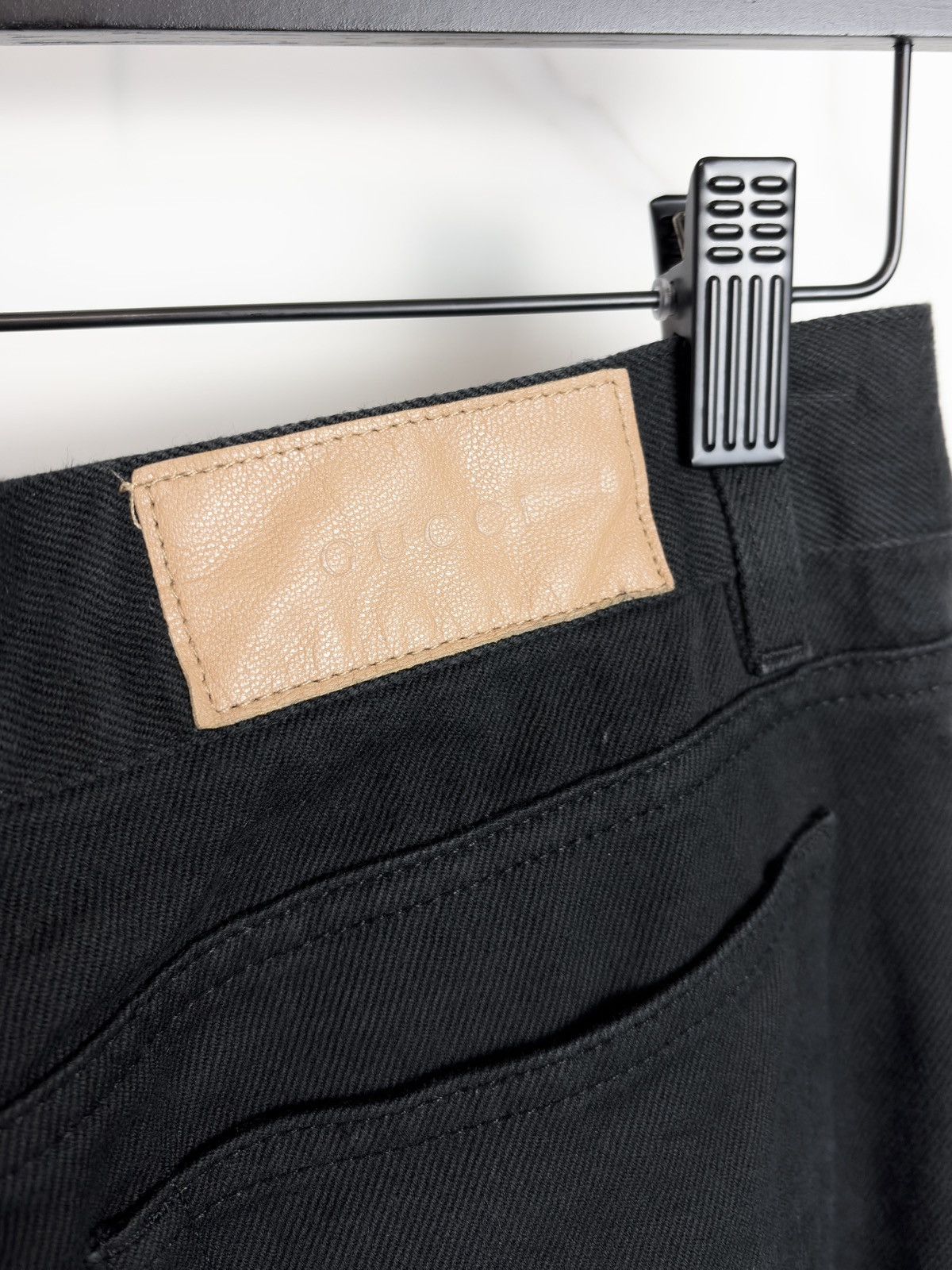 Gucci Gucci Tom Ford Vintage Raw Hem Leather Patch Denim Jeans Size US 30 / EU 46 - 5 Thumbnail