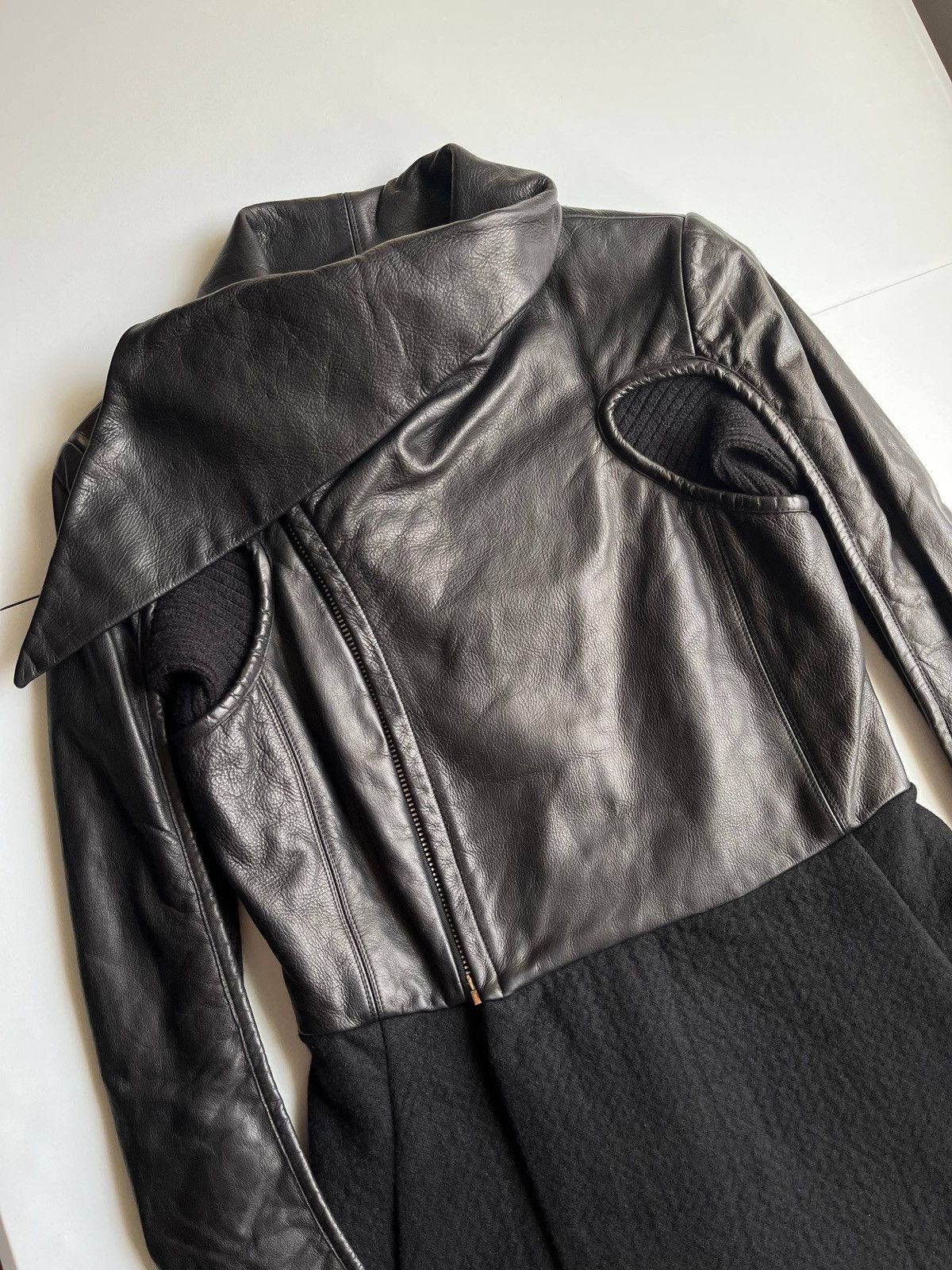 Rick Owens Rick Owens GLEAM black leather jacket with winged neck Size S / US 4 / IT 40 - 4 Thumbnail
