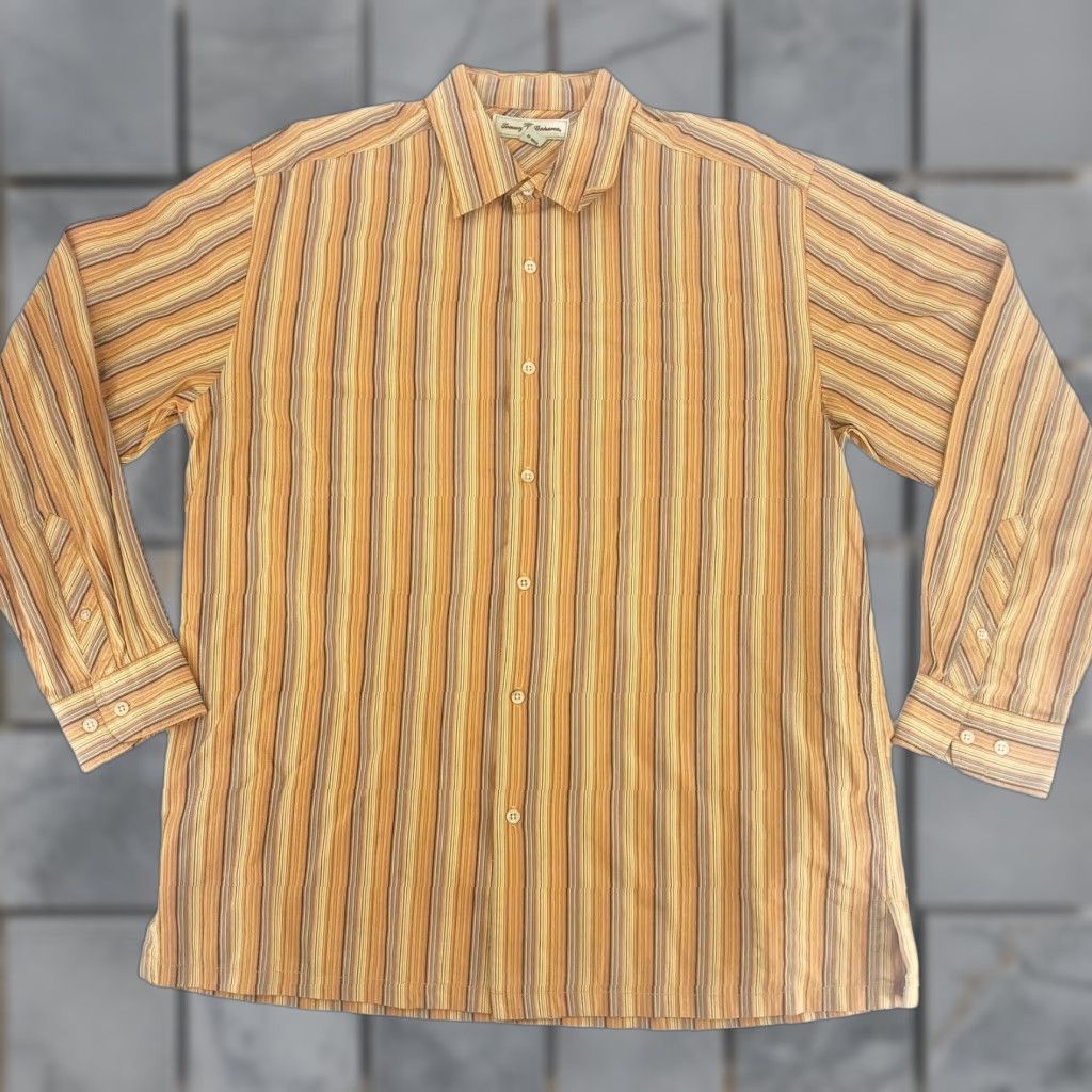 Tommy Bahama Tommy Bahama Shirt Men L Yellow Orange Blue Striped Button-Up Long Sleeve Cotton Size US L / EU 52-54 / 3 - 1 Thumbnail