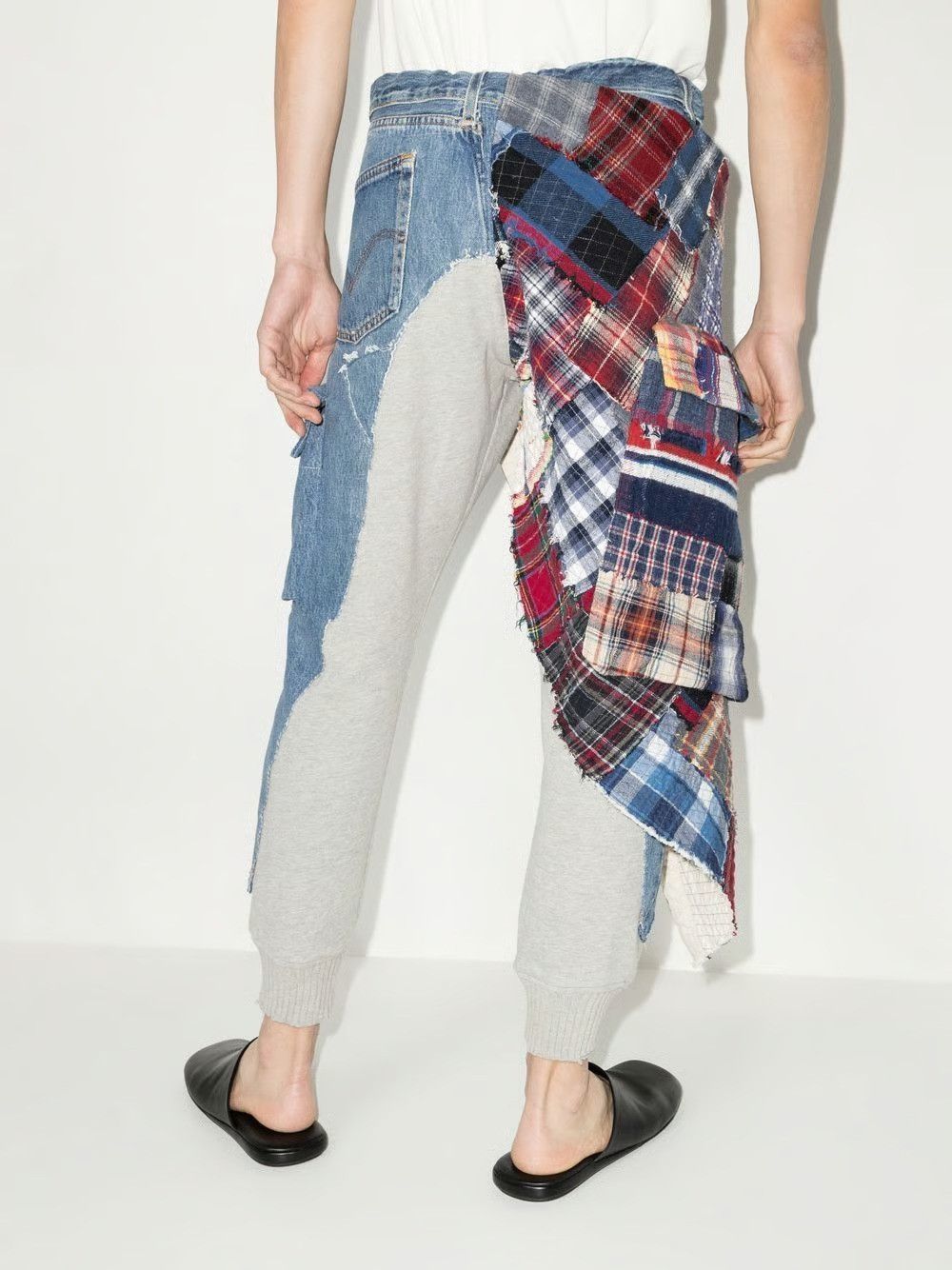 Greg Lauren Greg Lauren Plaid Stitchwork Denim Wrap Pant Size US 38 / EU 54 - 2 Thumbnail