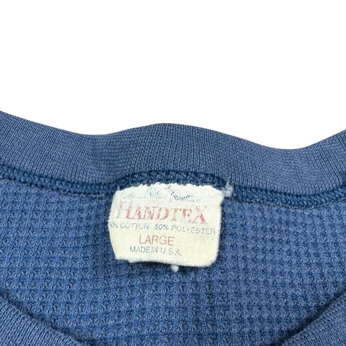 Vintage Vintage 70s 80s Handtex Blue Waffle Knit Long Sleeve Shirt L Size US L / EU 52-54 / 3 - 4 Thumbnail