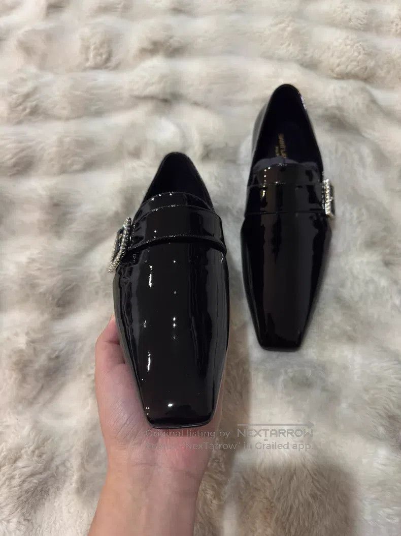 Saint Laurent Paris Saint Laurent Paris Crystal Buckle Loafers Leather Shoes Size US 8 / EU 41 - 5 Thumbnail