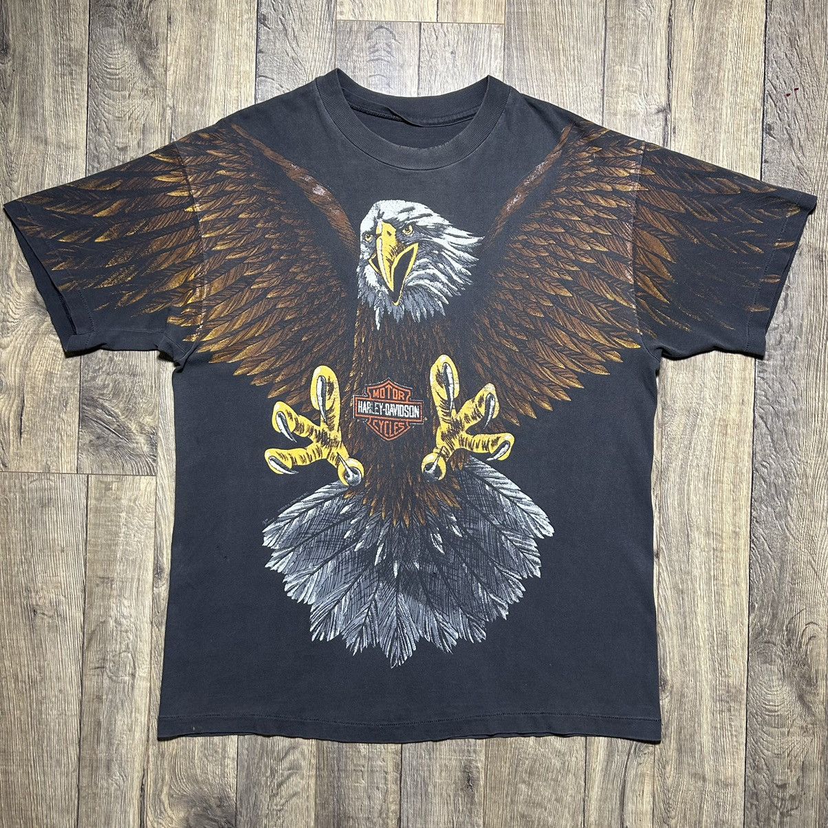 Harley Davidson × Vintage Vintage Harley Davidson 1993 All Over Print 90s T Shirt XL Size US XL / EU 56 / 4 - 1 Thumbnail