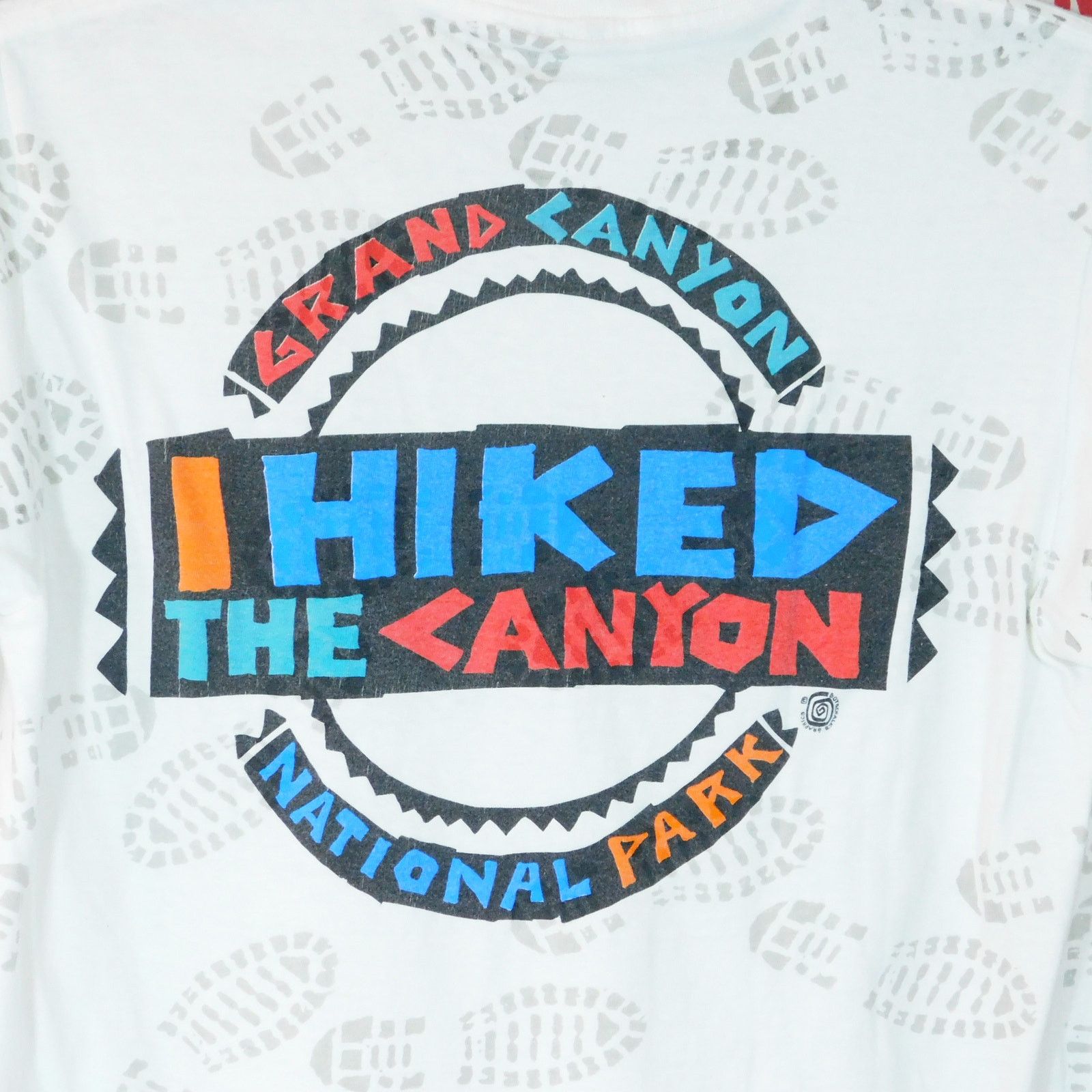 Hanes 90s I Hiked The Grand Canyon AOP T Shirt Size M Boot Prints Size US M / EU 48-50 / 2 - 5 Thumbnail