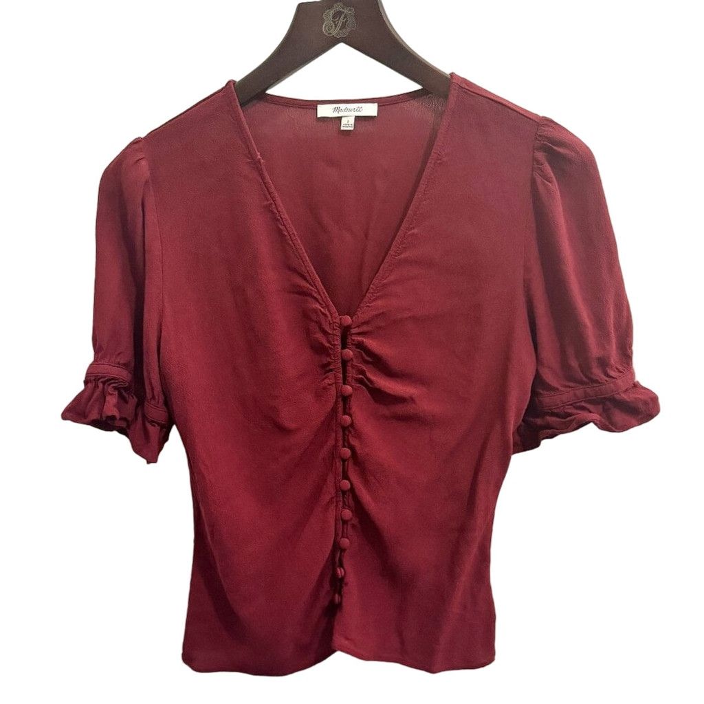 Madewell 🍷 Madewell Button Front V-Neck Blouse | Size 2 (fits S) Size S / US 4 / IT 40 - 1 Thumbnail