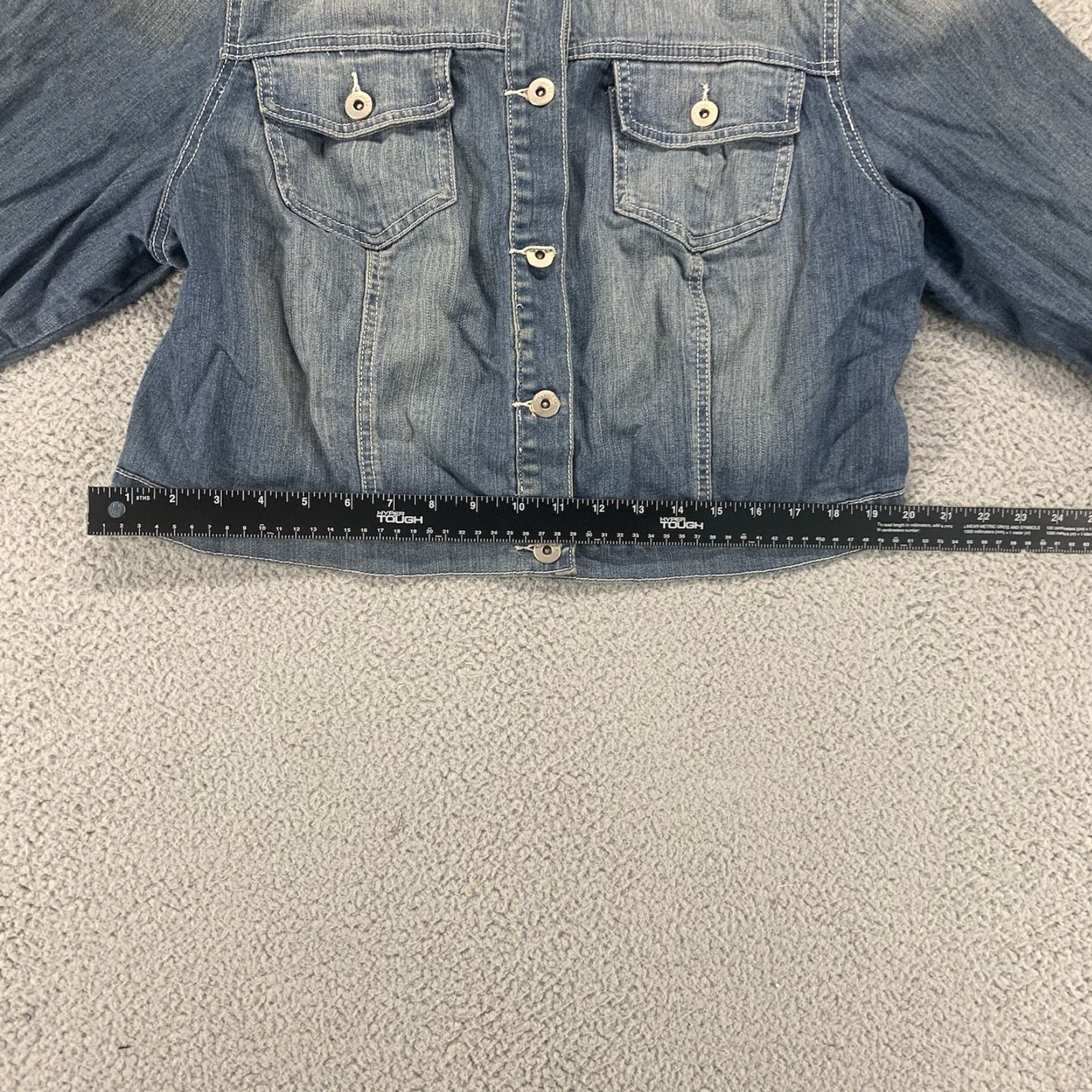 Denime CONEWORLD Denim Jacket Womens XL Blue Stretch Button Coat Casual Regular 4-Season Basic Jacket Ladies Size 40" / US 18 - 6 Thumbnail
