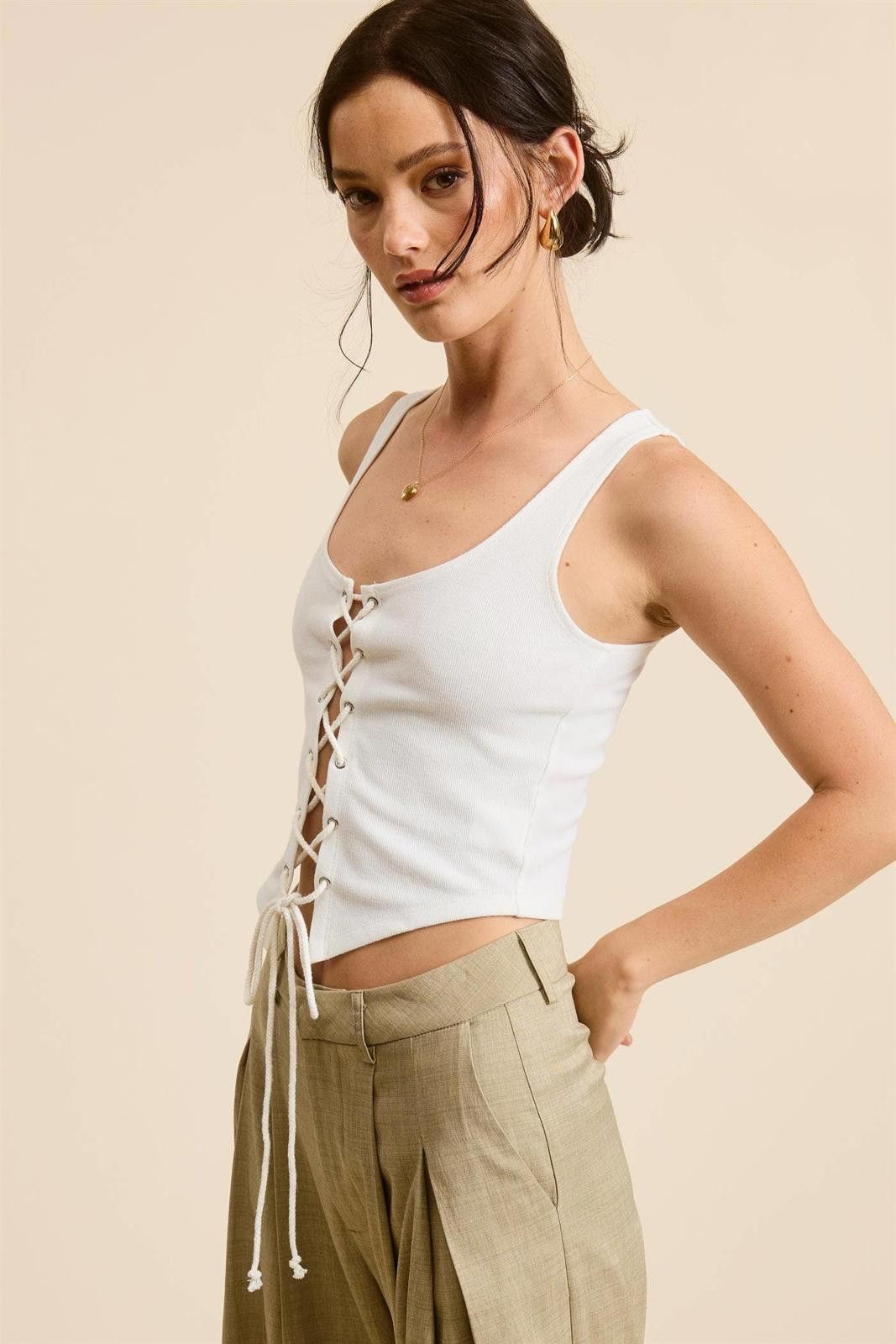 Other Scoop Neck Corset Lace Up Sleeveless Tank Size S / US 4 / IT 40 - 7 Thumbnail