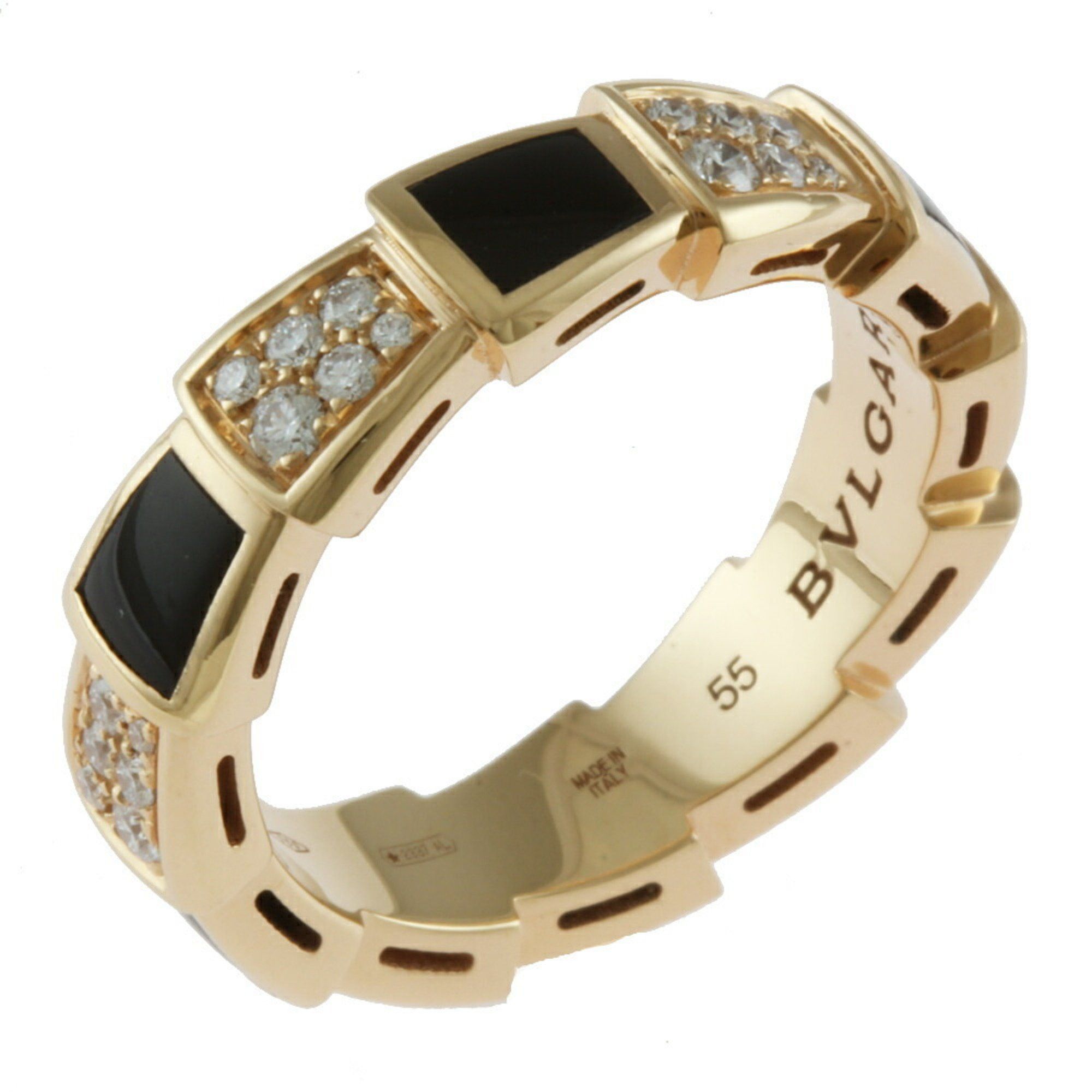 image of Bvlgari Serpenti Viper Ring No. 14.5 18K Diamond Onyx Women's Bvlgari in Gold
