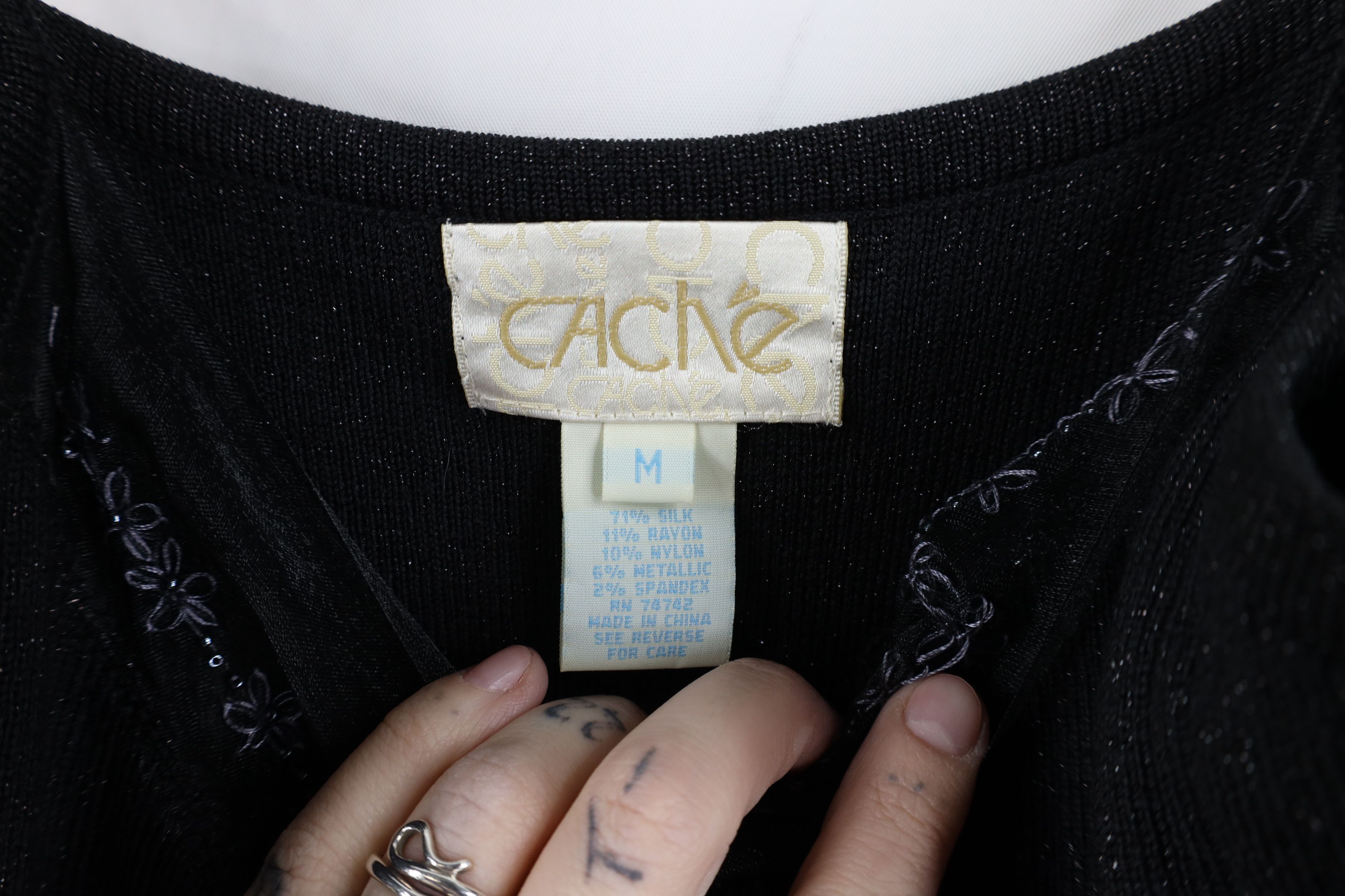 Vintage Vintage 90s Cache Flower Silk Blend Knit Tank Top T-Shirt Size M / US 6-8 / IT 42-44 - 6 Thumbnail