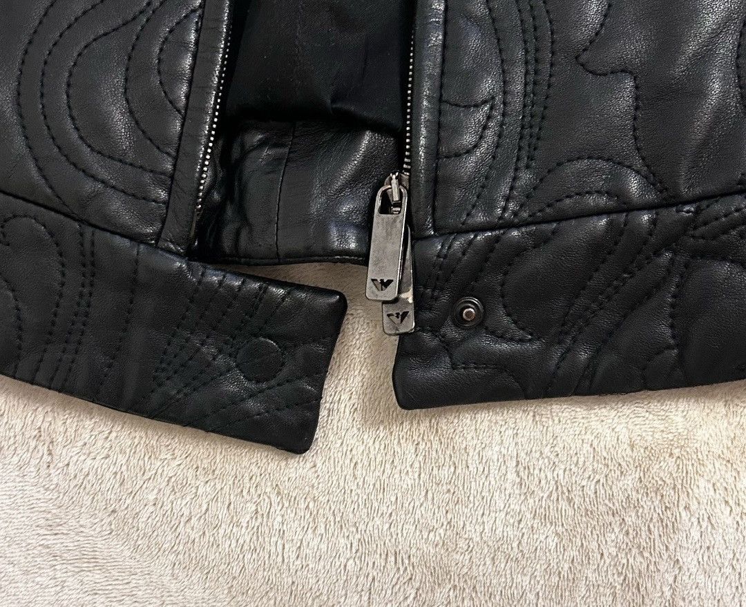 Emporio Armani Emporio Armani Vintage Embroidered Leather Jacket - Black Size XS / US 0-2 / IT 36-38 - 7 Thumbnail