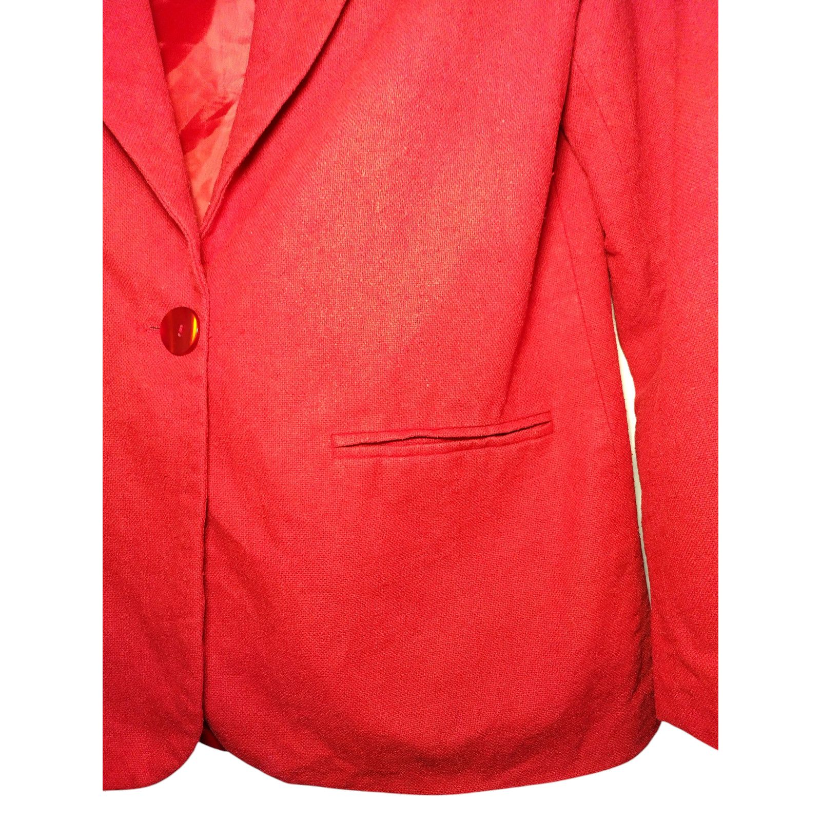 Bloomingdale's Bloomingdales Linen Blazer Jacket Shoulder Pads Red Size PM Size M / US 6-8 / IT 42-44 - 9 Thumbnail