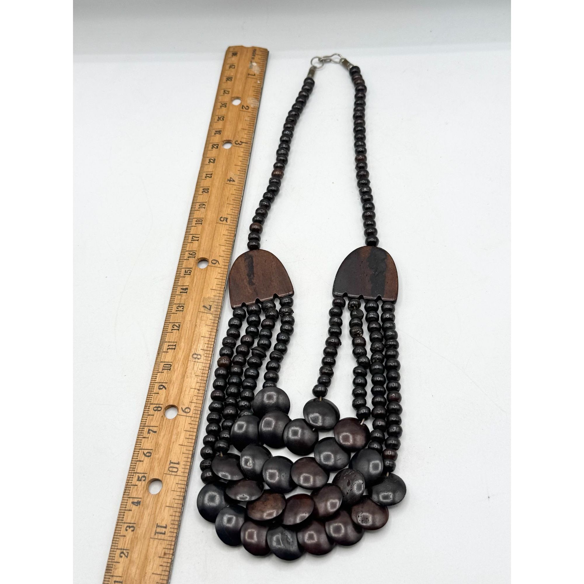 Vintage Vintage Wood Beaded Multi Strand Collar Necklace Size ONE SIZE - 5 Thumbnail