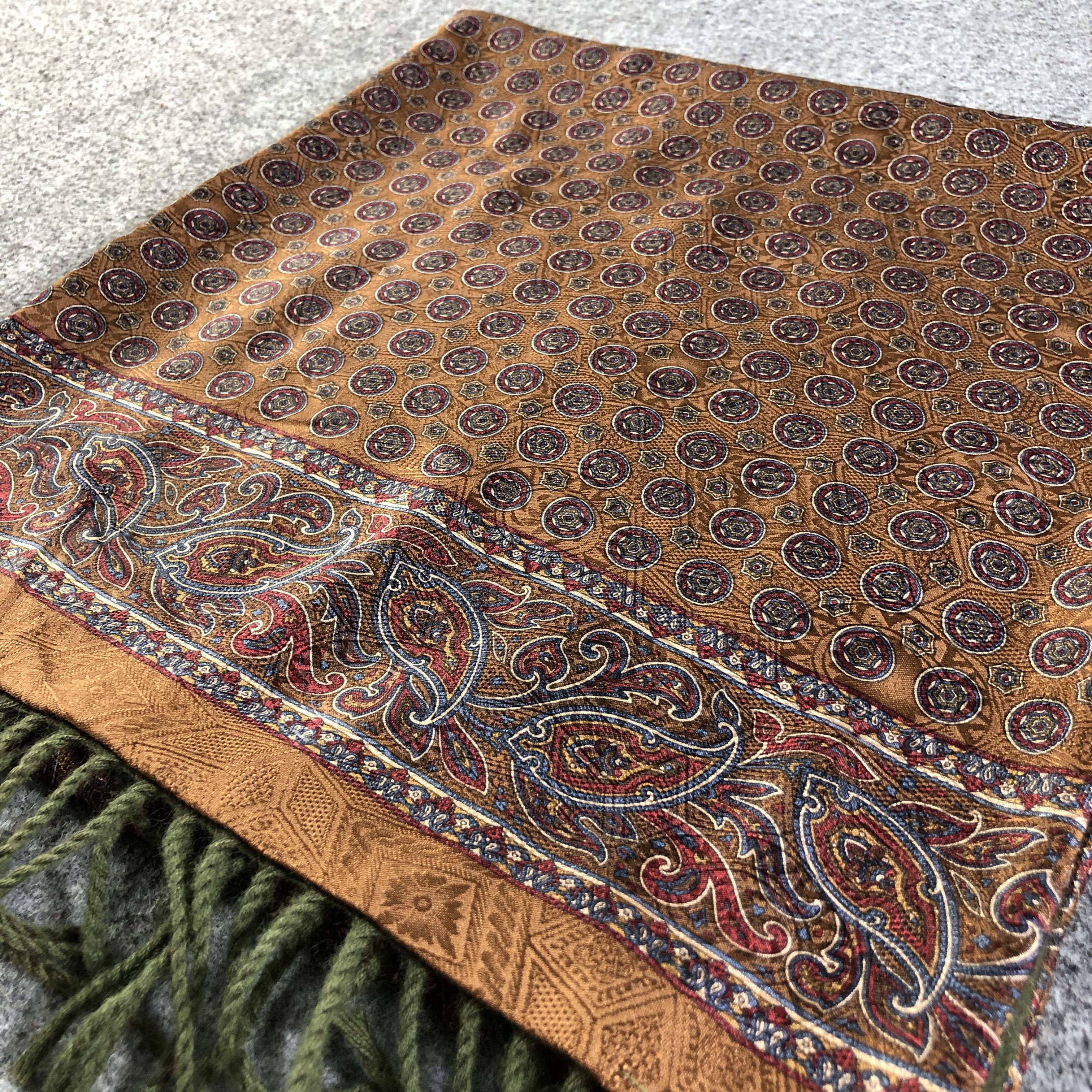 Vintage Luxury Paisley Silk Wool Scarf Muffler V1270 Size ONE SIZE - 3 Thumbnail