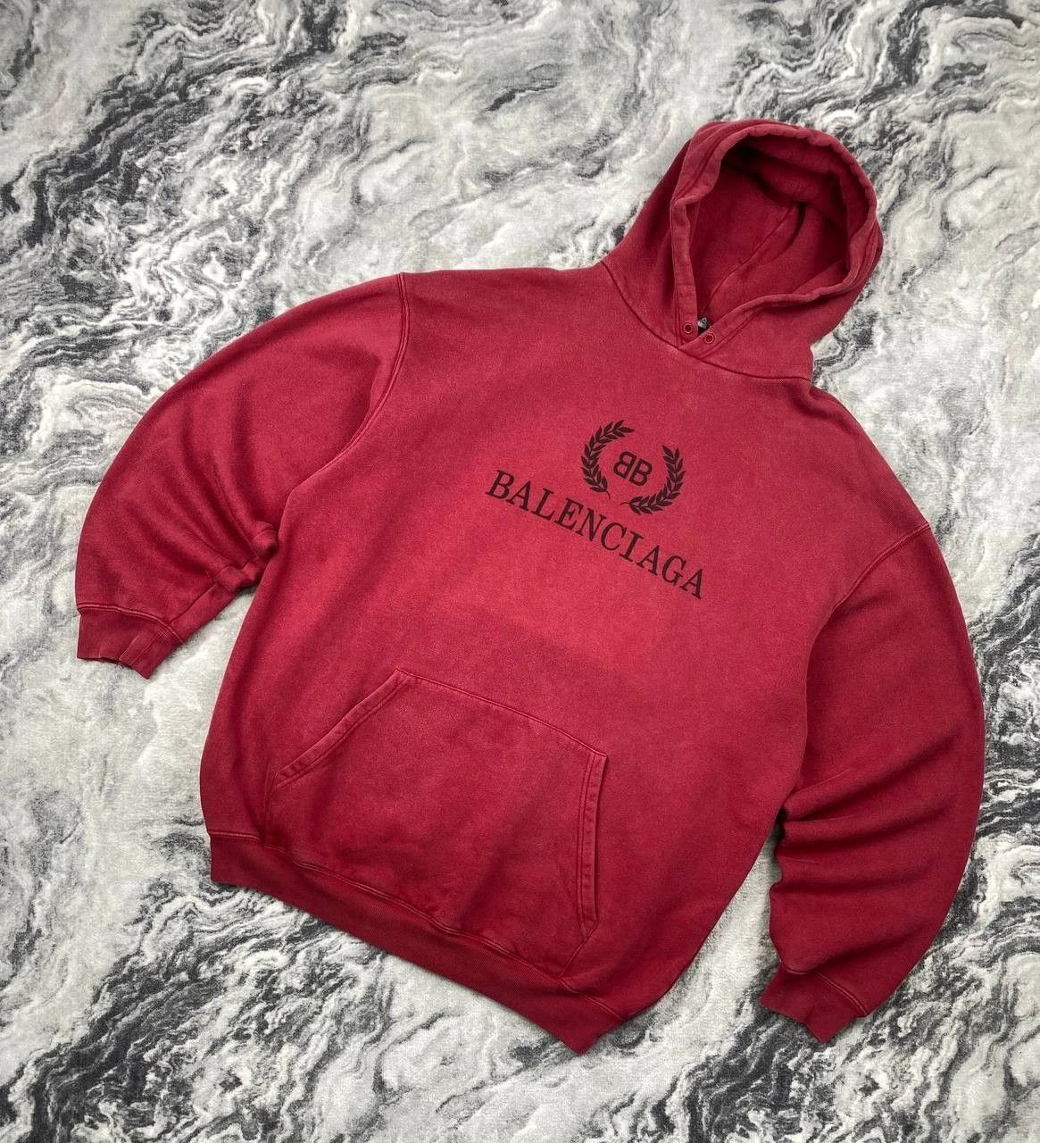 Balenciaga BB Crest Hoodie Big Logo Men Size S Red
