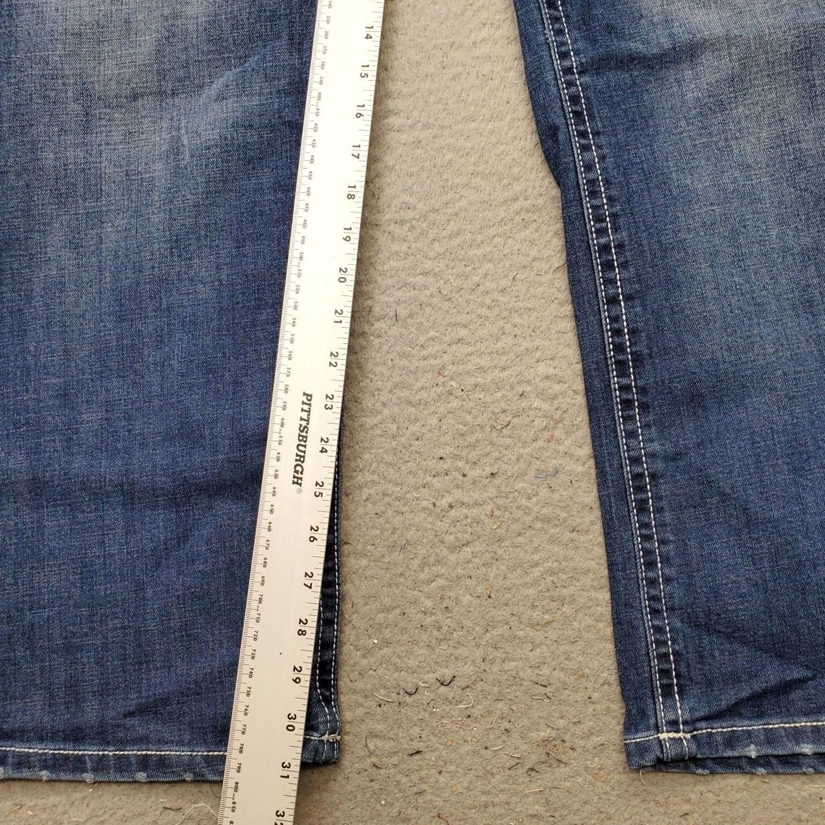 Denime Axel Jeans Men Bootcut Slim 40x32 Blue Denim Stretch Medium Wash White Stitch Size US 40 / EU 56 - 4 Thumbnail