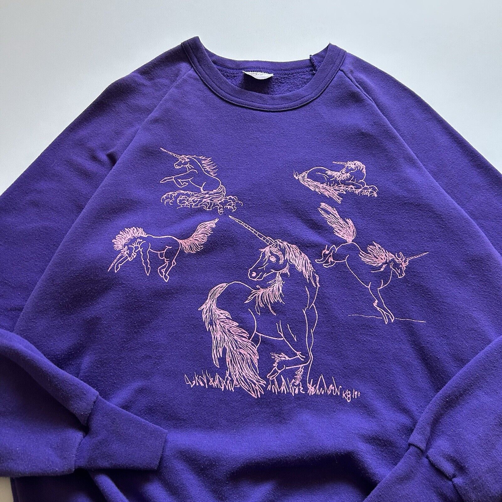 Vintage Vintage 90s Unicorn Mythical Art Crewneck Small Purple Rare Size US S / EU 44-46 / 1 - 2 Thumbnail