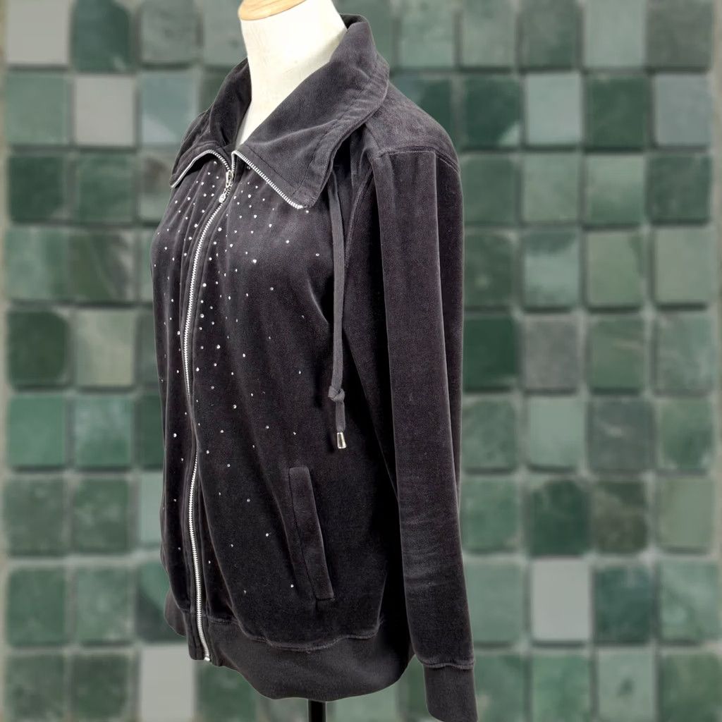 Vintage Christopher Banks M Velour McBling Sporty Chic Zip Hoodie Rhinestone Y2K Jacket Size M / US 6-8 / IT 42-44 - 1 Thumbnail