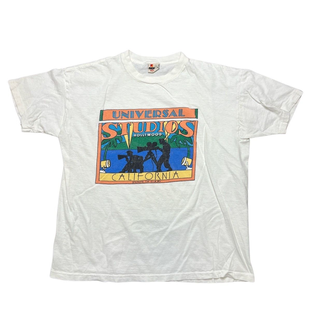 image of Vintage 80's Universal Studios Tshirt in White, Men's (Size Large)