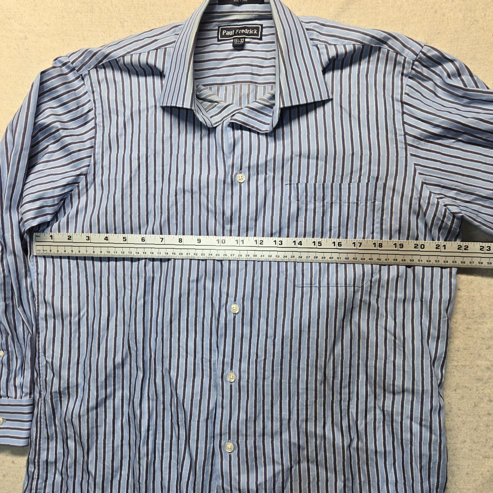 Vintage Paul Fredrick Men's Blue Check Long Sleeve Button-Up Shirt Size 15.5 Cotton Business Casual Formal Size US M / EU 48-50 / 2 - 4 Thumbnail