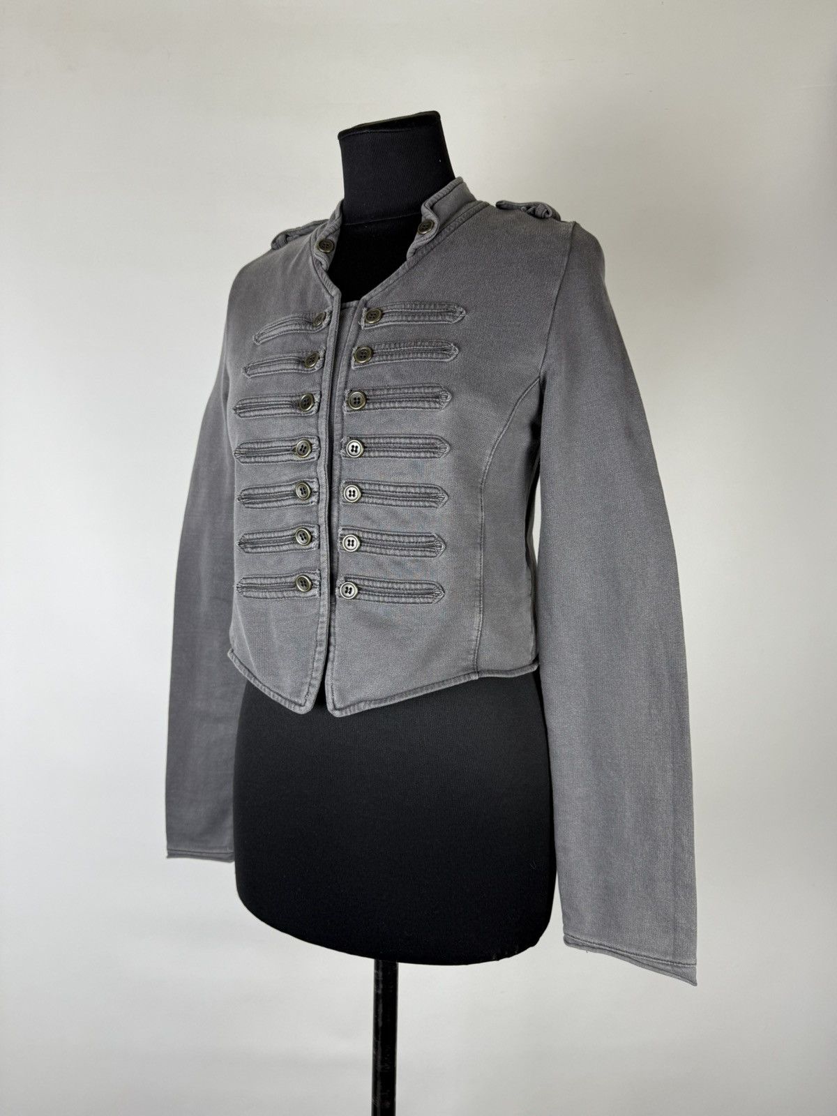 If Six Was Nine VNTG Napoleon Button Cropped Washed Officer Jacket Lgb Size S / US 4 / IT 40 - 4 Thumbnail