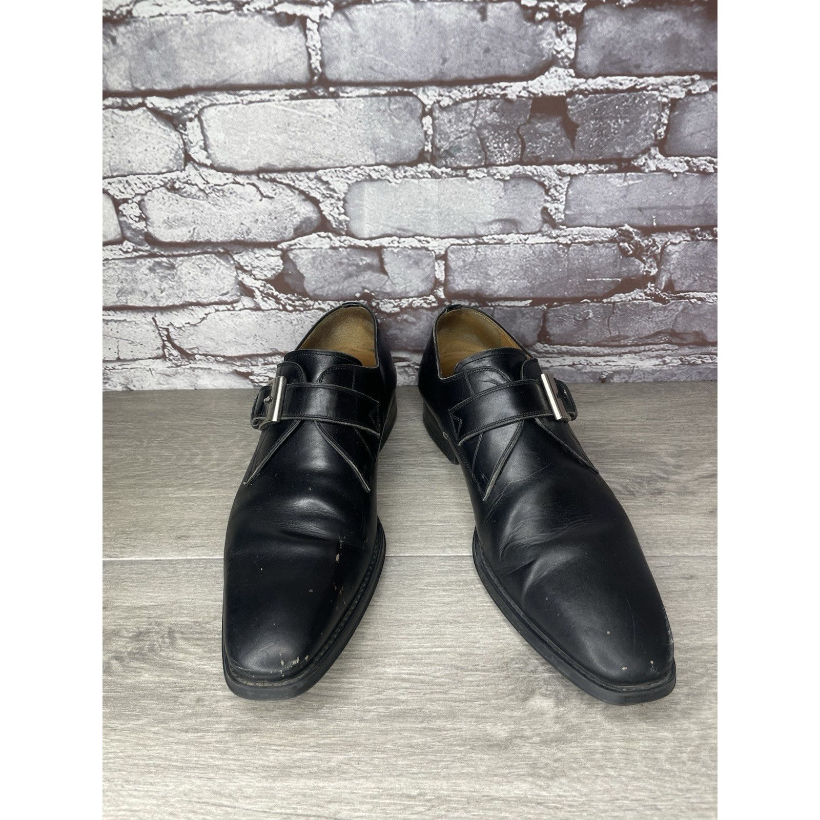 Magnanni Magnanni Black Leather Buckle Monk Strap Loafers Dress Shoes Size US 9.5 / EU 42-43 - 18 Thumbnail