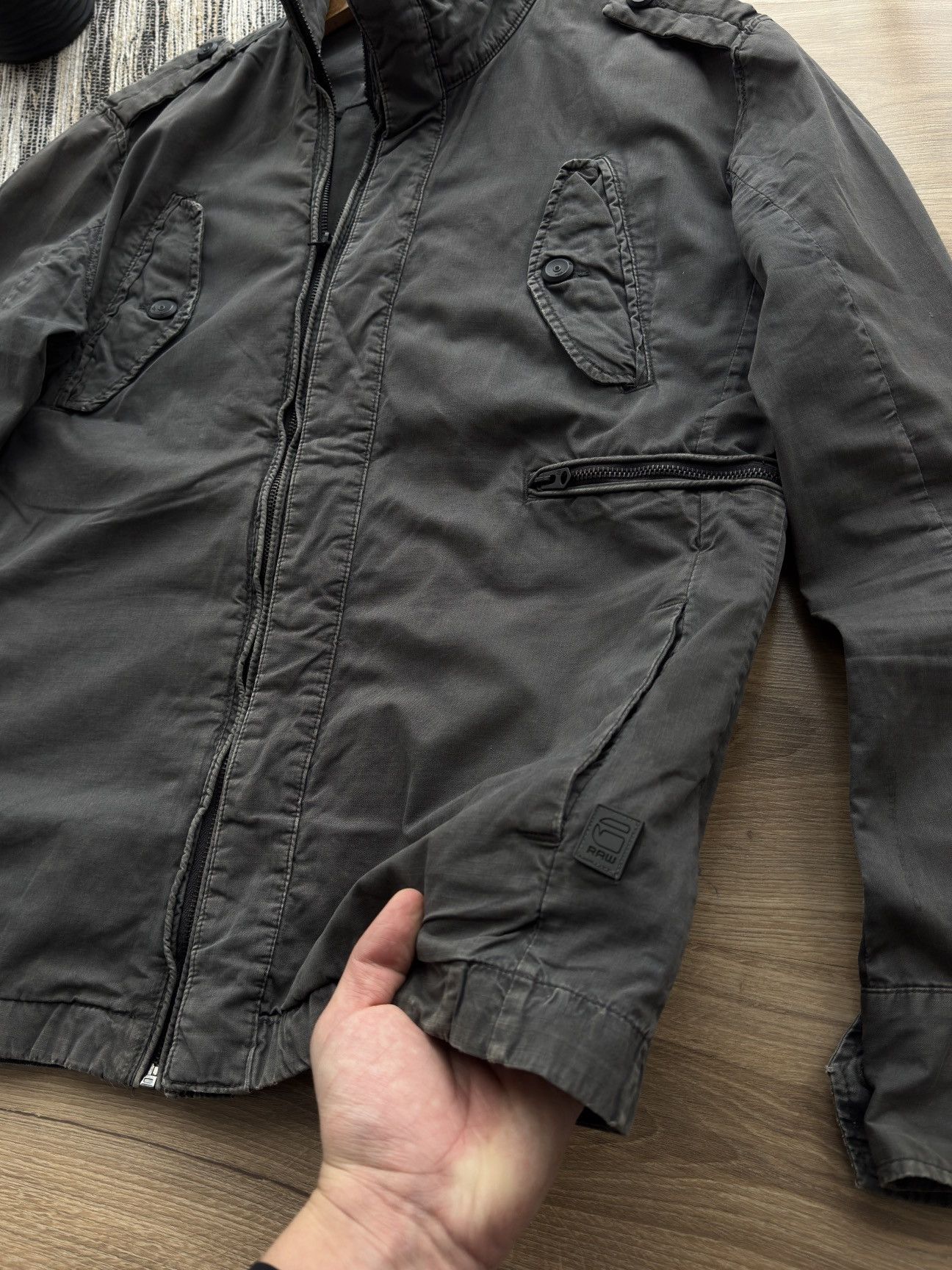 G-Star Vintage G Star Raw Military Gray Army Pocket Zip Jacket L Size US L / EU 52-54 / 3 - 9 Thumbnail