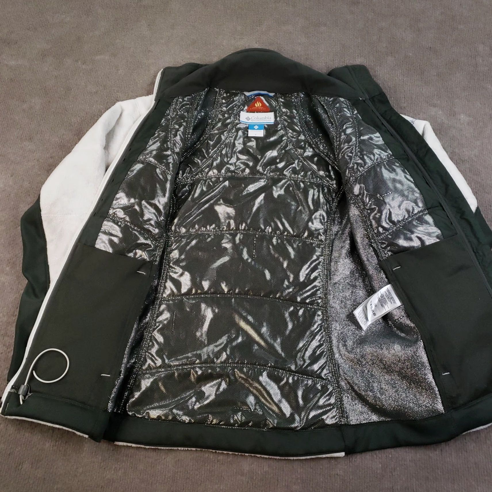 Vintage Columbia Jacket Womens Small Green White Omni-Heat Full Zip Thermal Fleece Coat Size S / US 4 / IT 40 - 6 Thumbnail