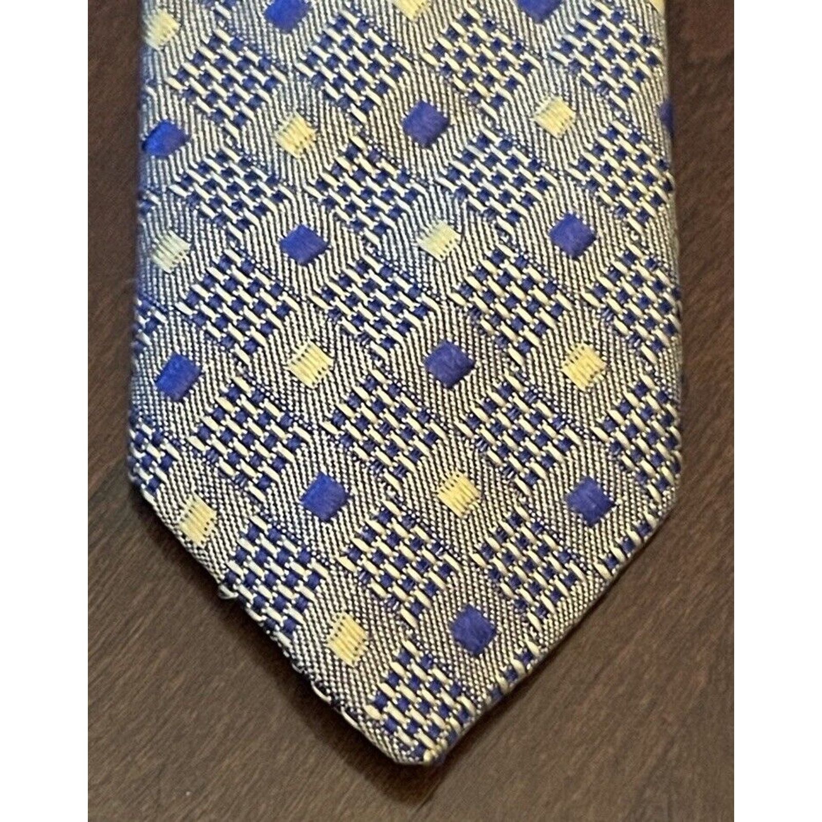 Structure Structure Gold Blue 100% Silk Men’s Neck Tie Made In USA Size ONE SIZE - 6 Thumbnail