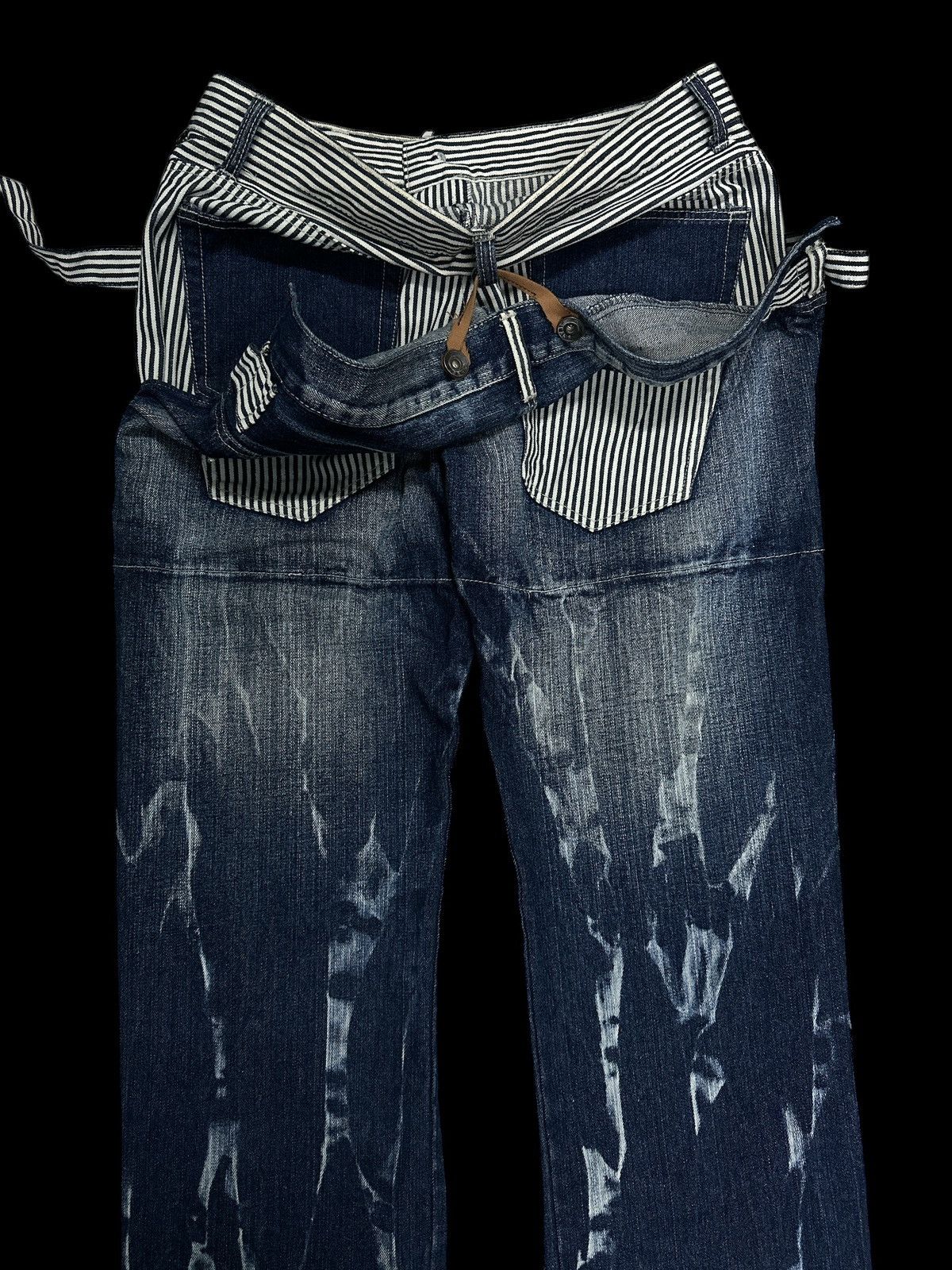Kapital Double Waist💥 Blue Washed Embroid Hickory Style 💥 Size US 36 / EU 52 - 5 Thumbnail